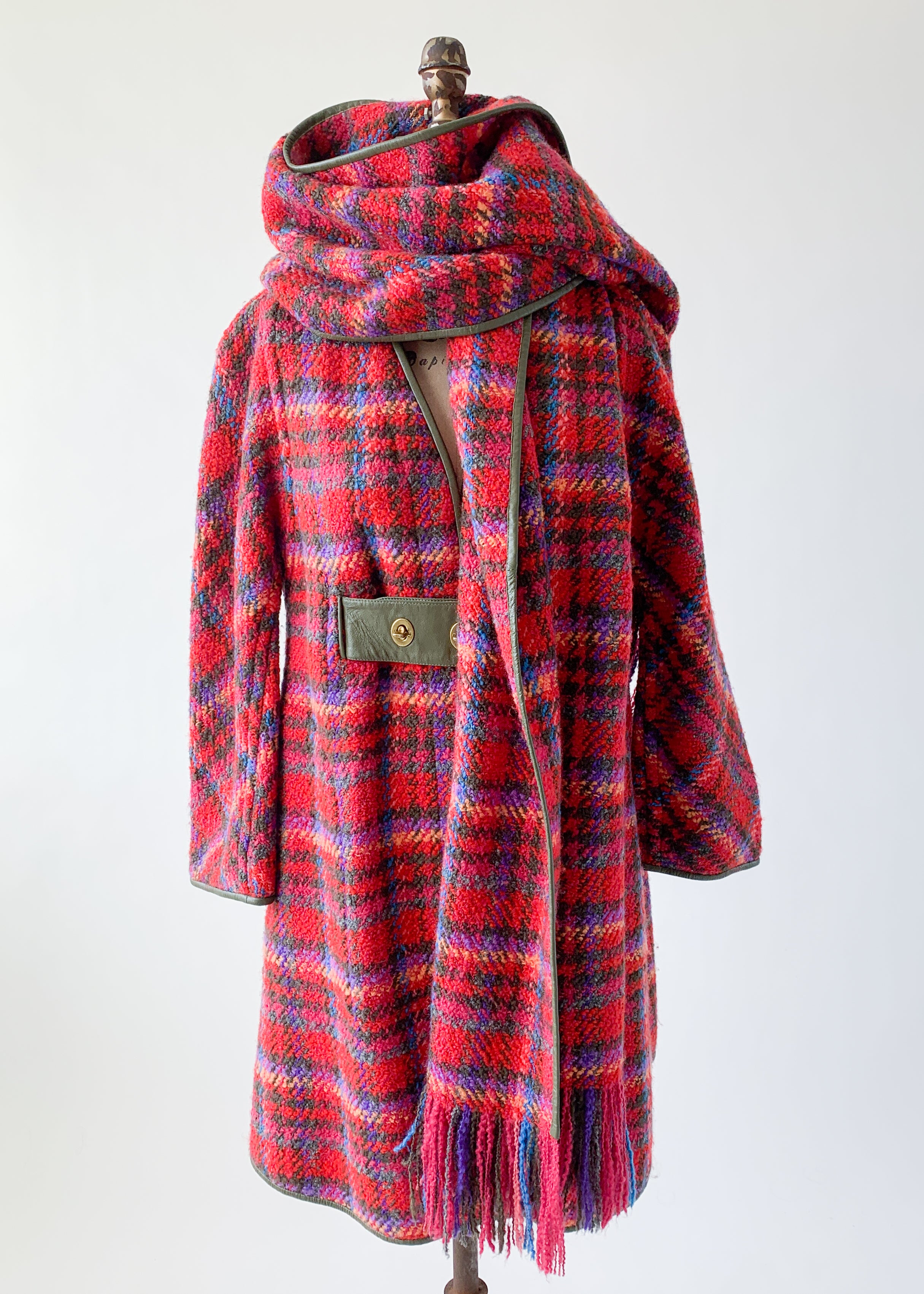 Vintage 1960s Bonnie Cashin Plaid Coat and Scarf