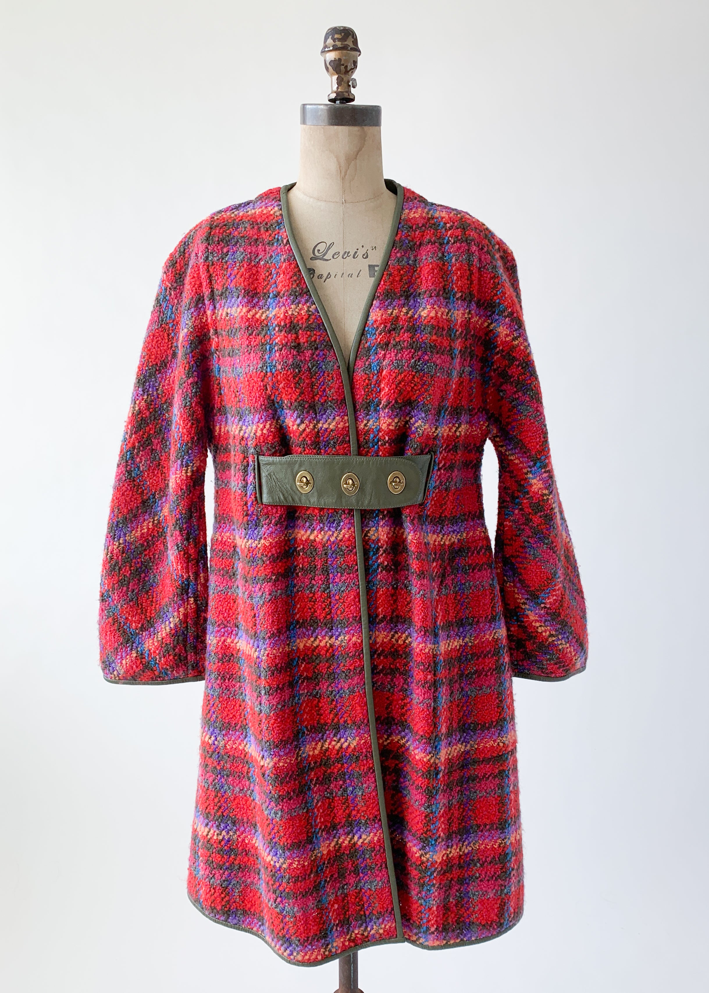 Vintage 1960s Bonnie Cashin Plaid Coat and Scarf