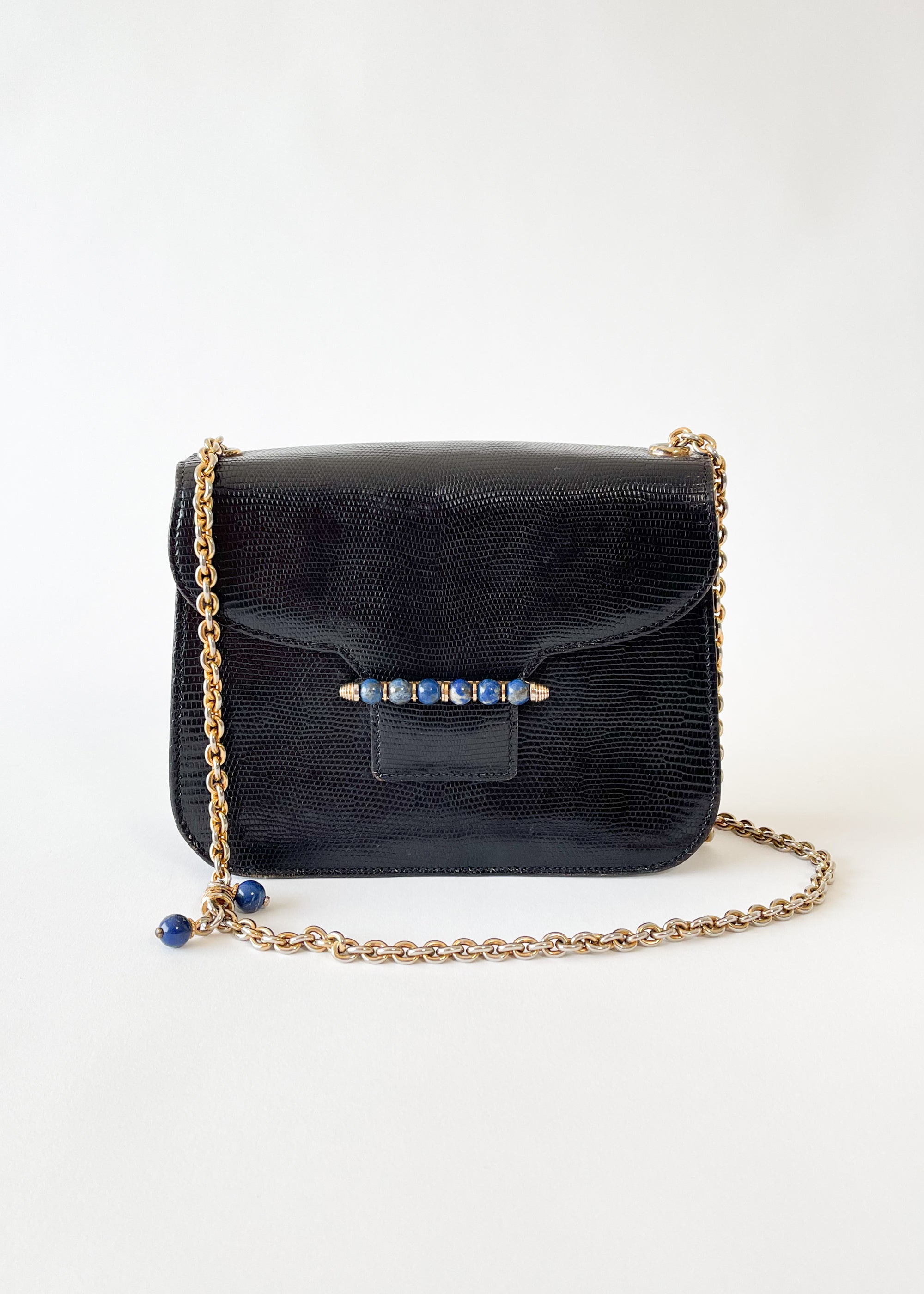 Vintage 1960s Gucci Lizard and Lapis Purse
