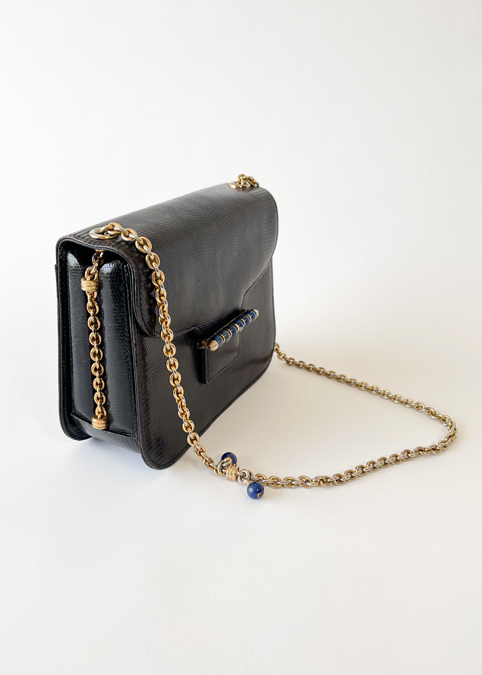 Vintage 1960s Gucci Lizard and Lapis Purse