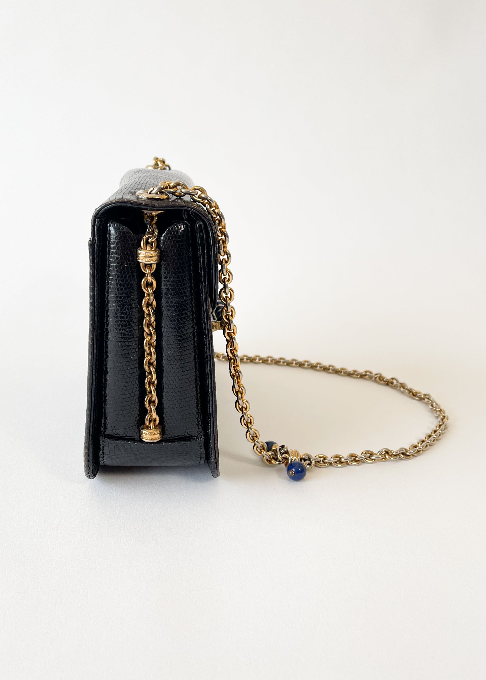 Vintage 1960s Gucci Lizard and Lapis Purse