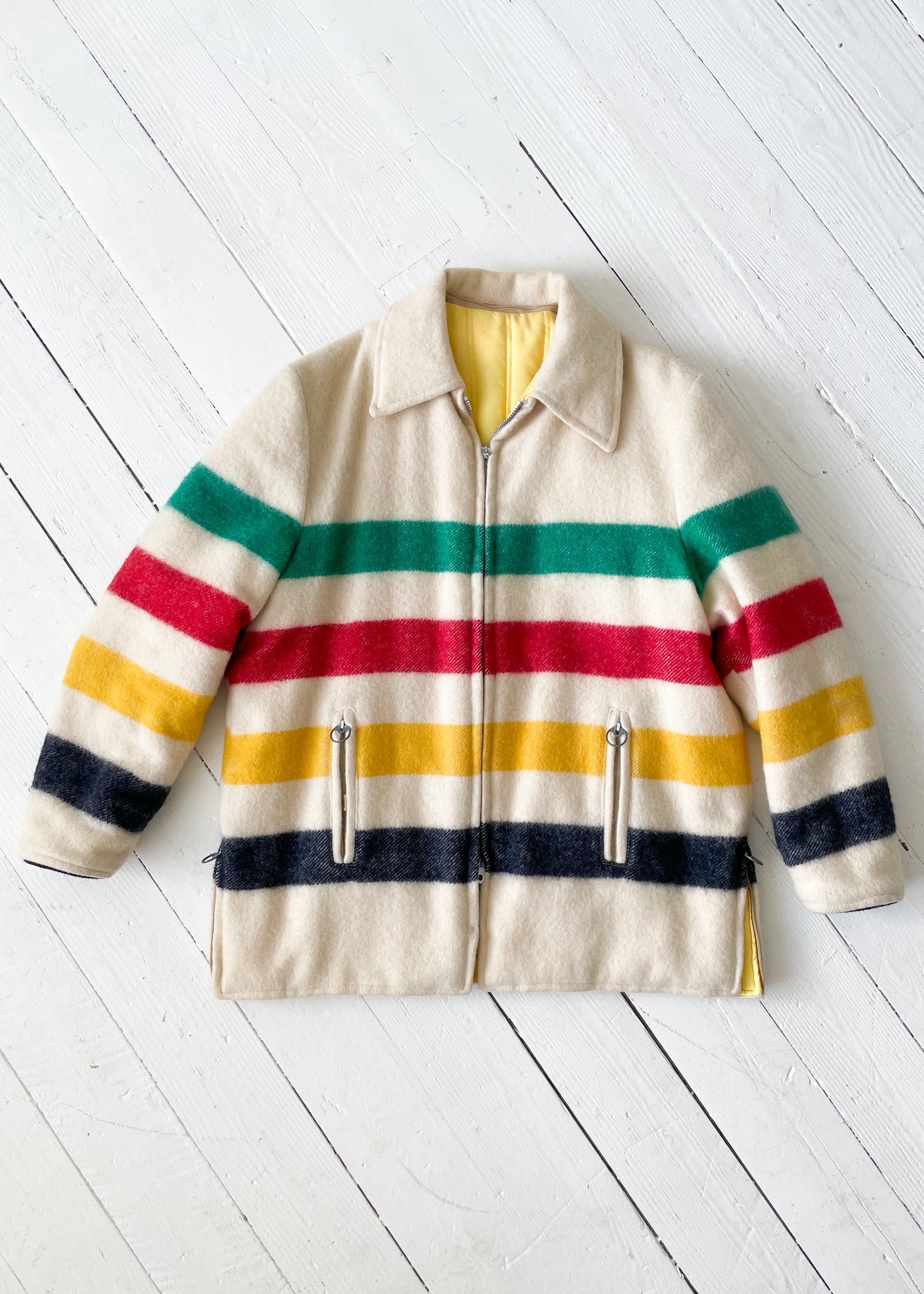 Vintage 1960s Wool Stripe Blanket Coat