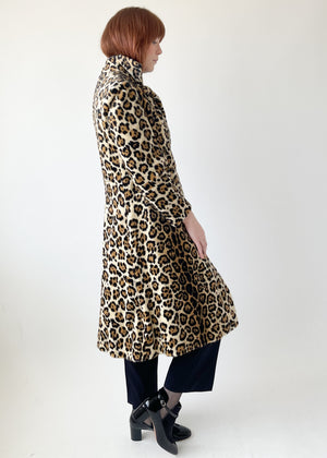 Vintage 1960s Faux Fur Leopard Print Coat