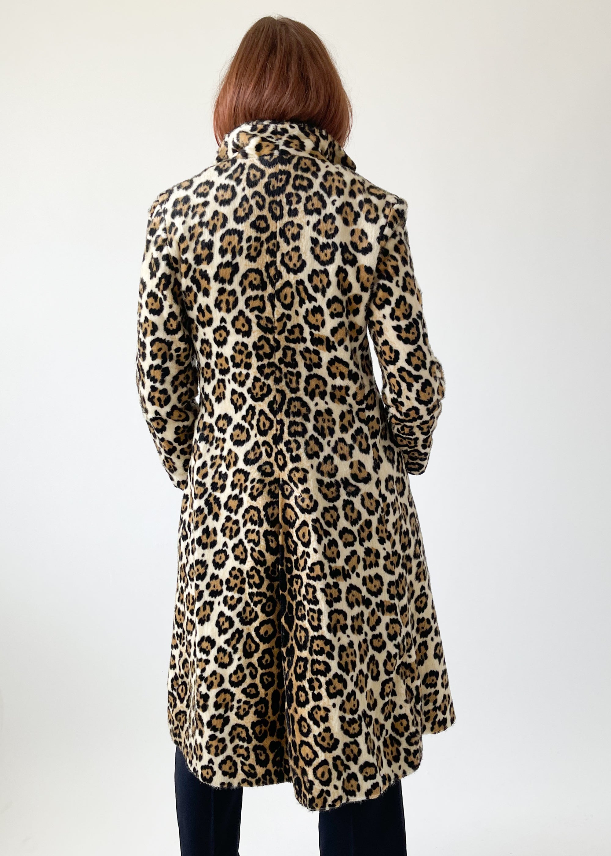 Vintage 1960s Faux Fur Leopard Print Coat