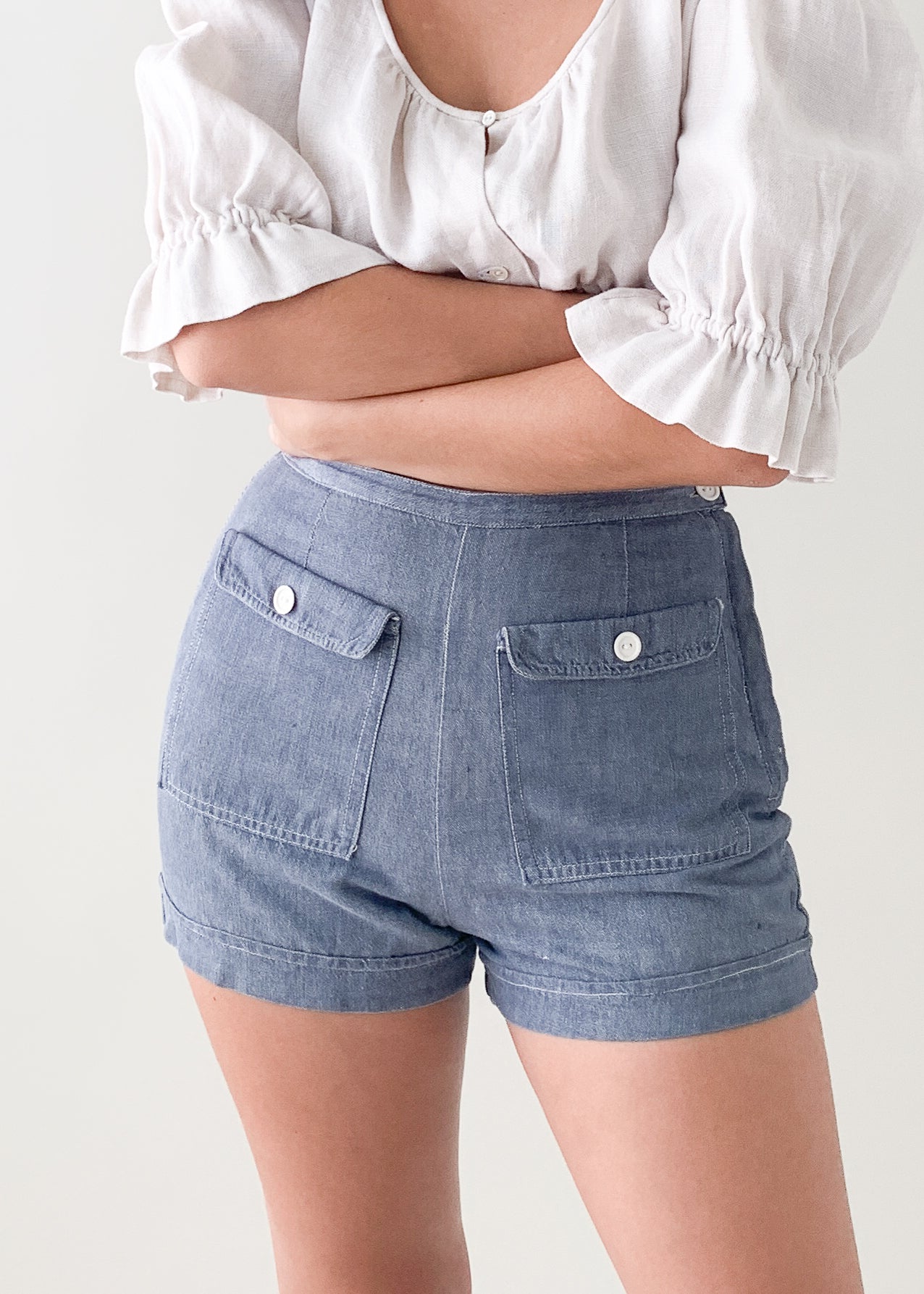Vintage 1950s Chambray Shorts
