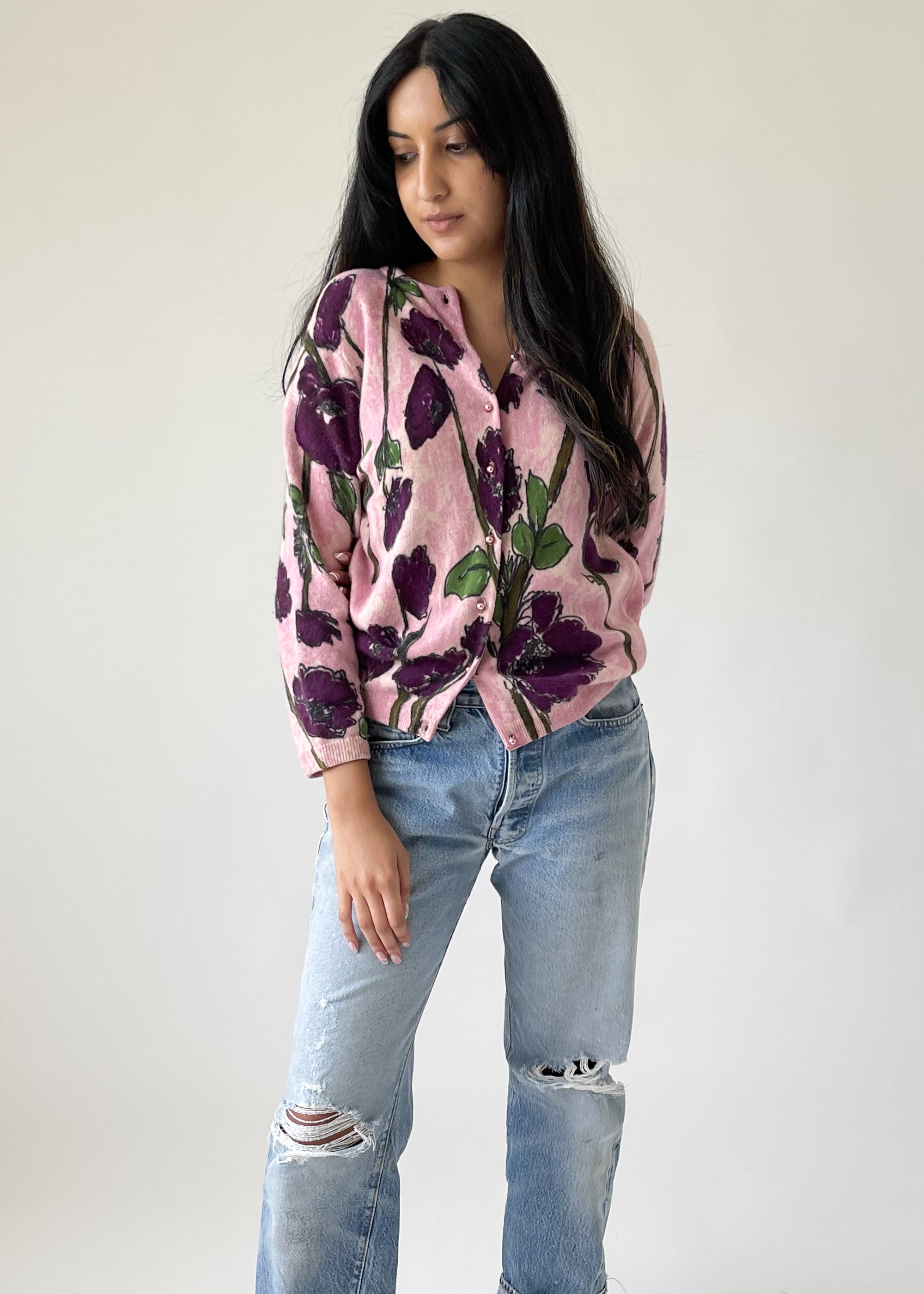 Vintage 1960s Floral Sweater