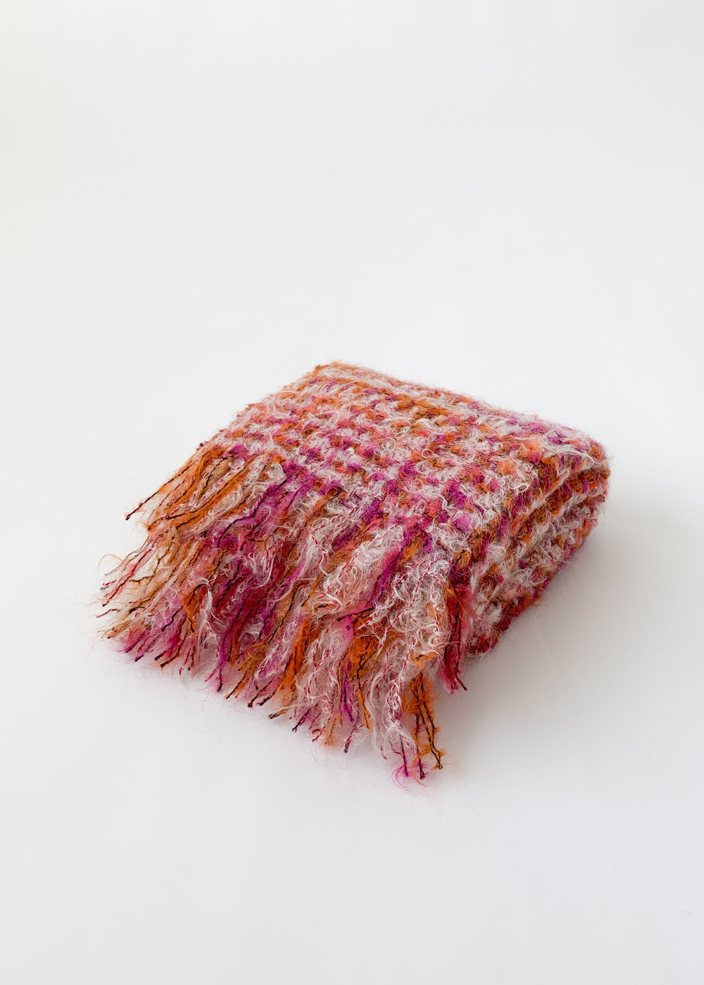 Vintage 1960s Plaid Mohair Shawl