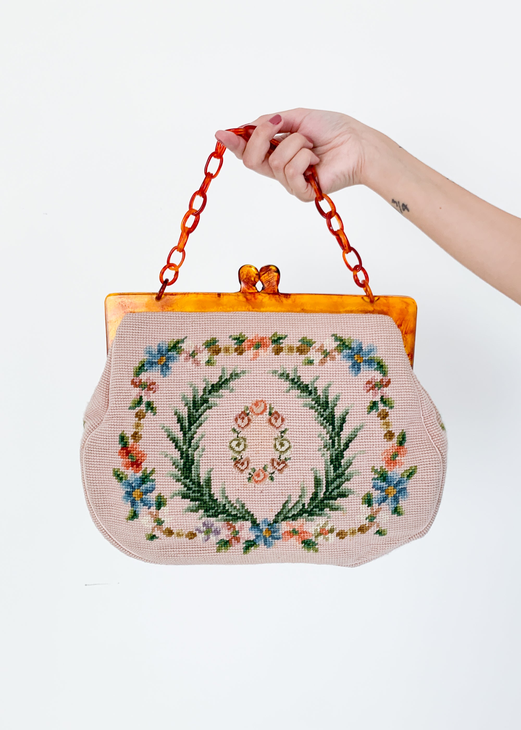 Vintage 1960s Oversized Needlepoint Purse