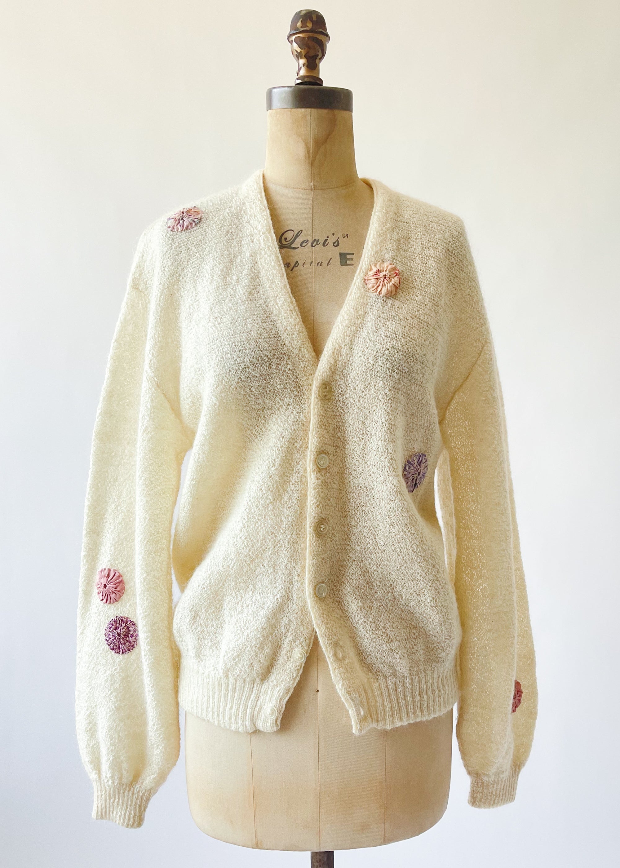 Vintage Patched Boyfriend Wool Cardigan