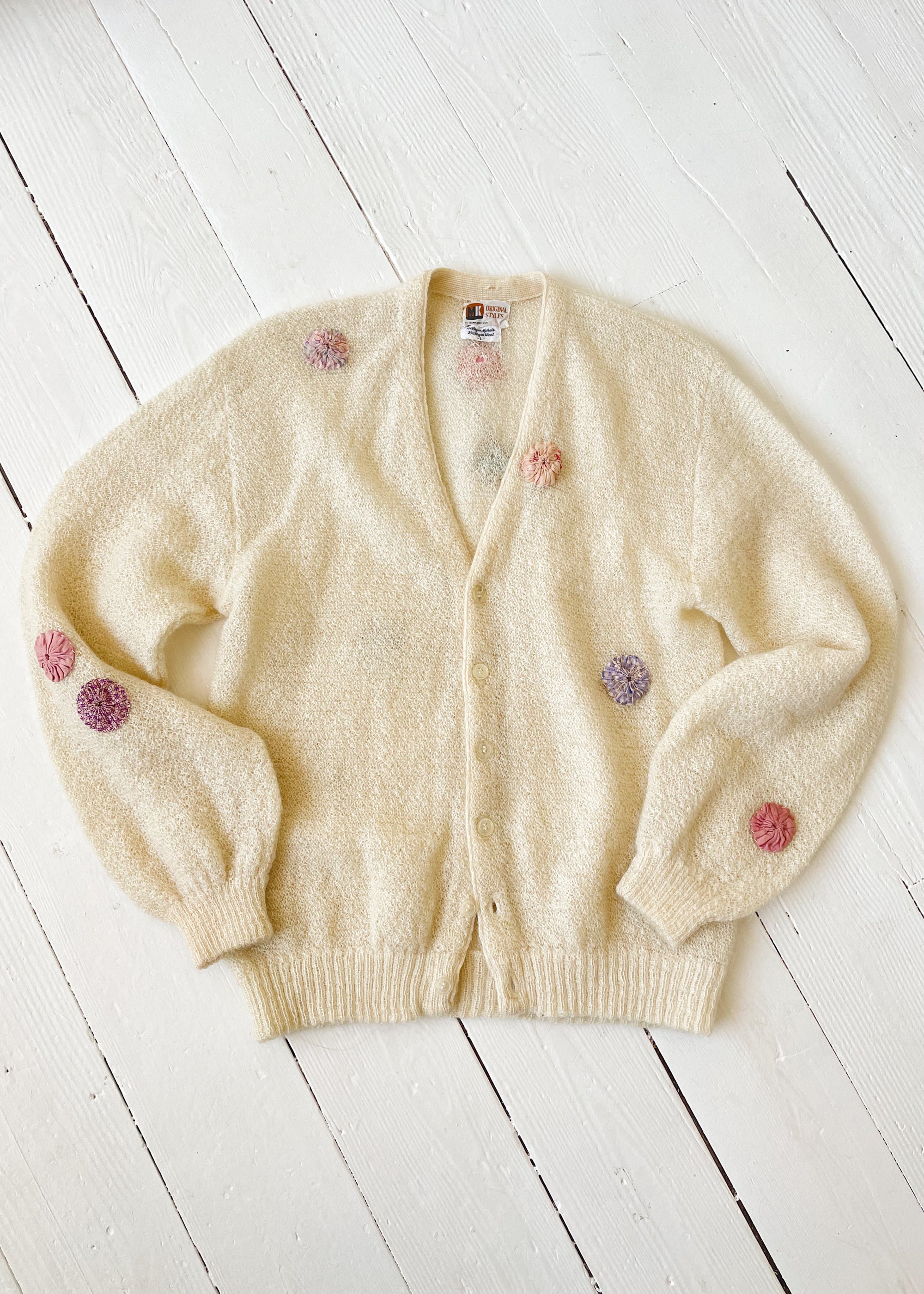 Vintage Patched Boyfriend Wool Cardigan