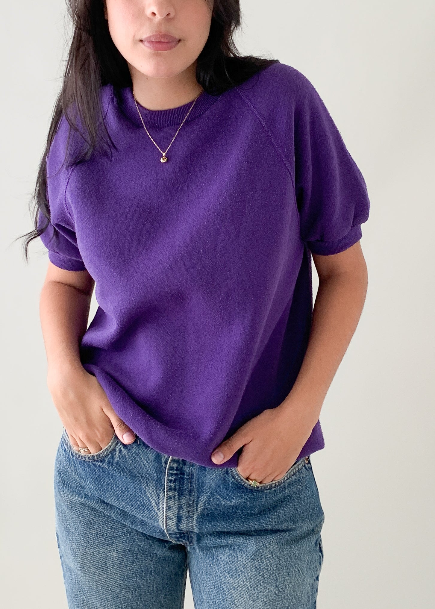 Vintage 1980s Purple Short Sleeve Sweatshirt