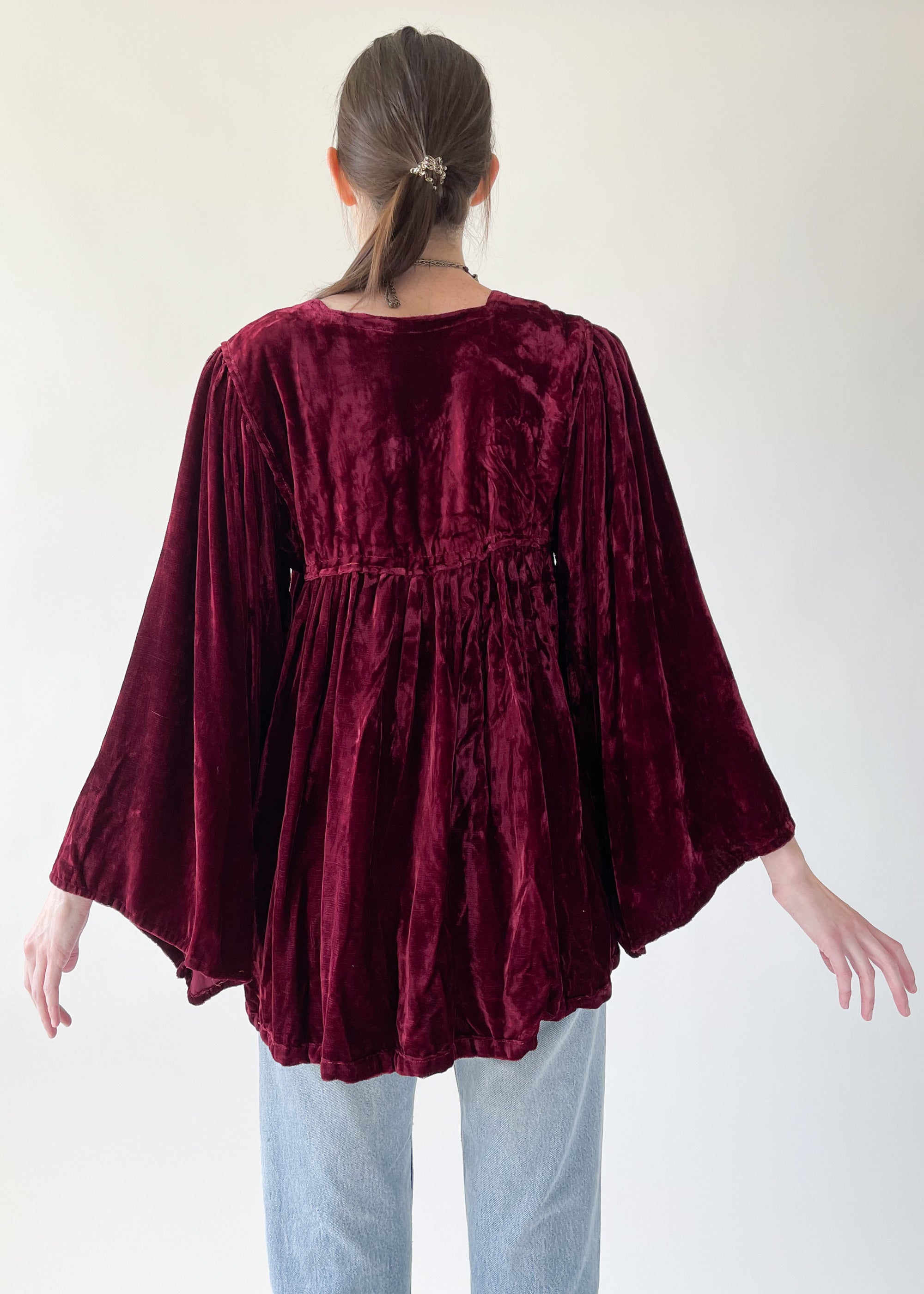 Vintage 1960s Embroidered Velvet Top
