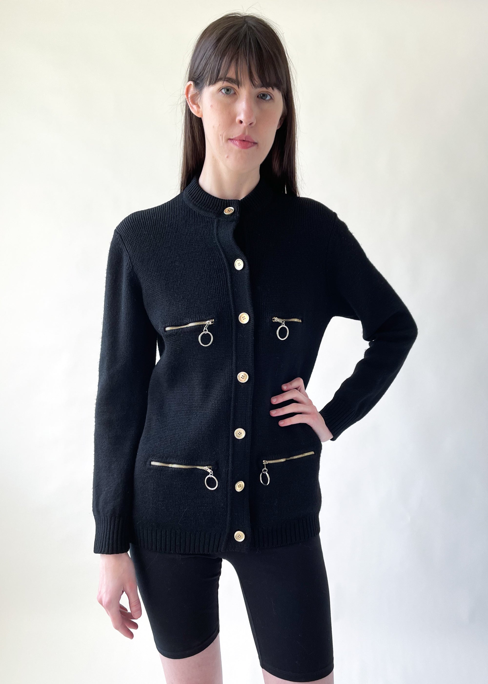 Vintage 1960s Zipper Pocket Cardigan