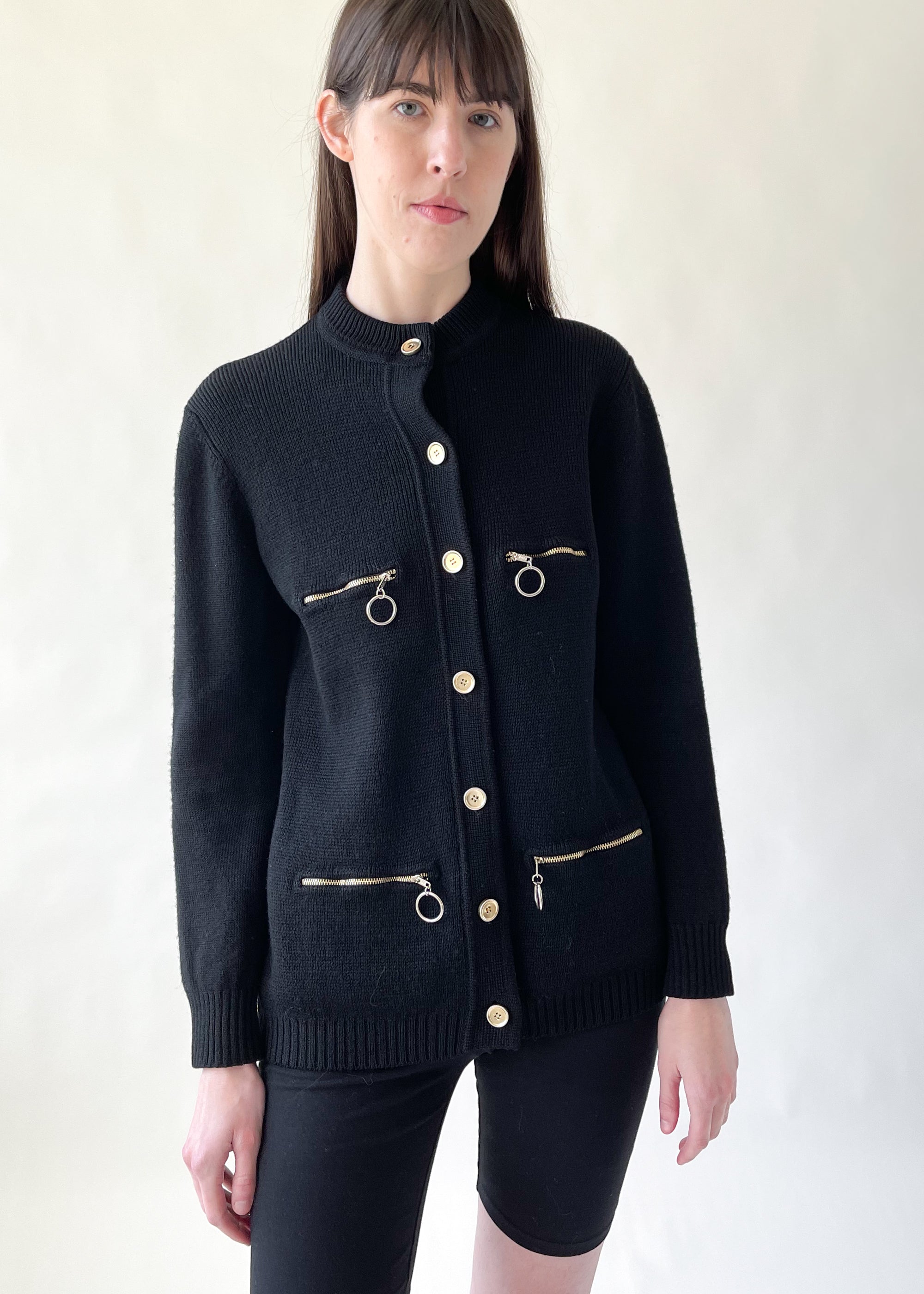 Vintage 1960s Zipper Pocket Cardigan