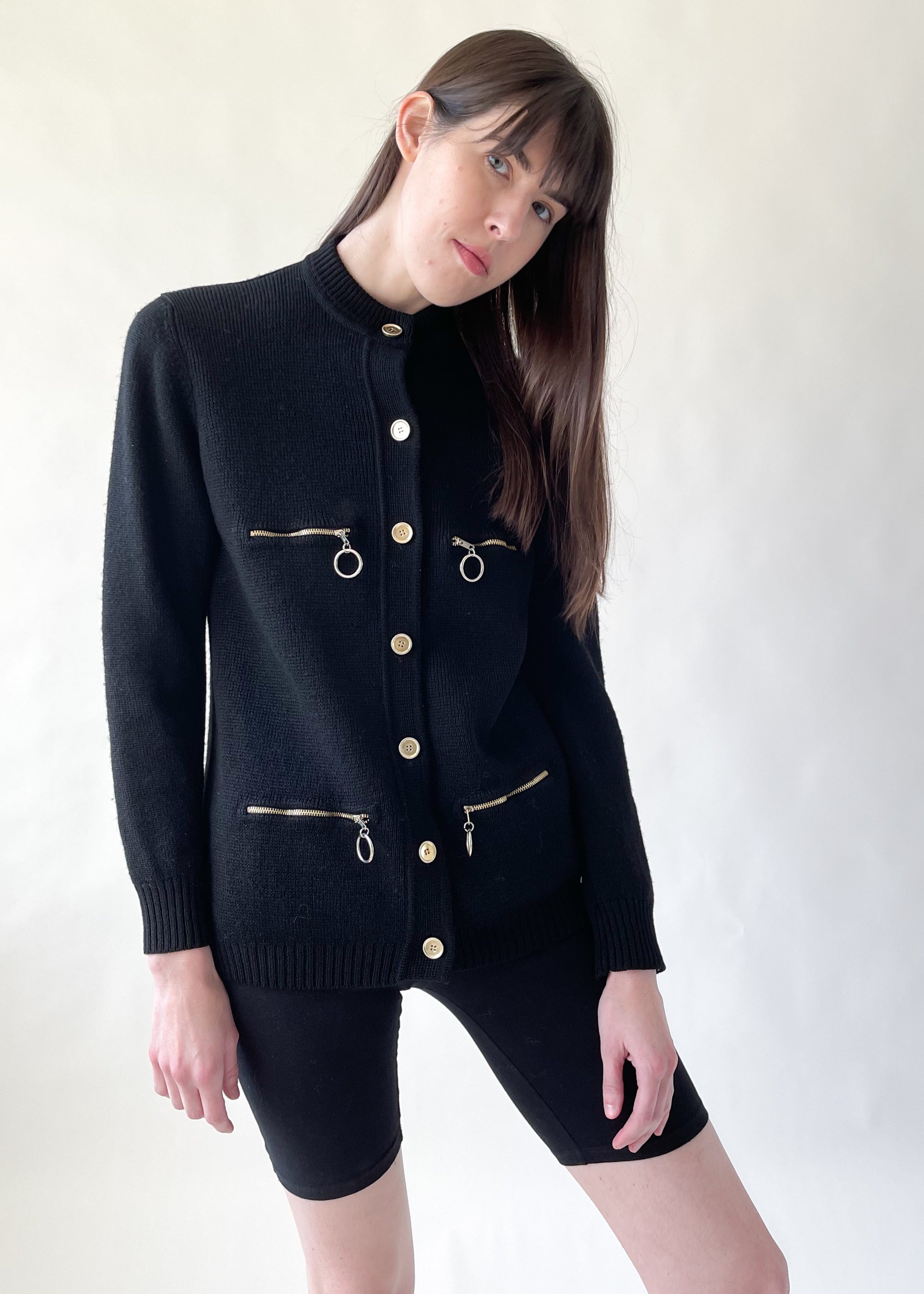 Vintage 1960s Zipper Pocket Cardigan
