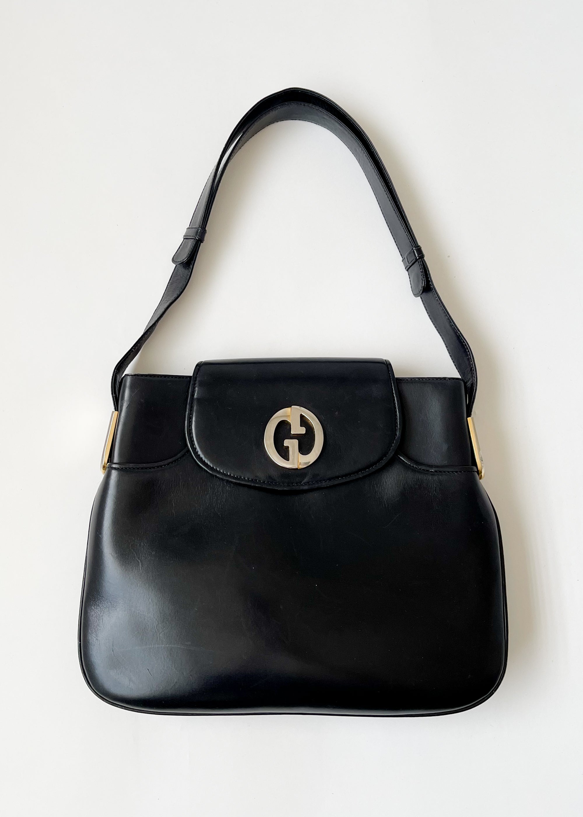 Vintage 1970s Gucci Black Leather Convertible Purse