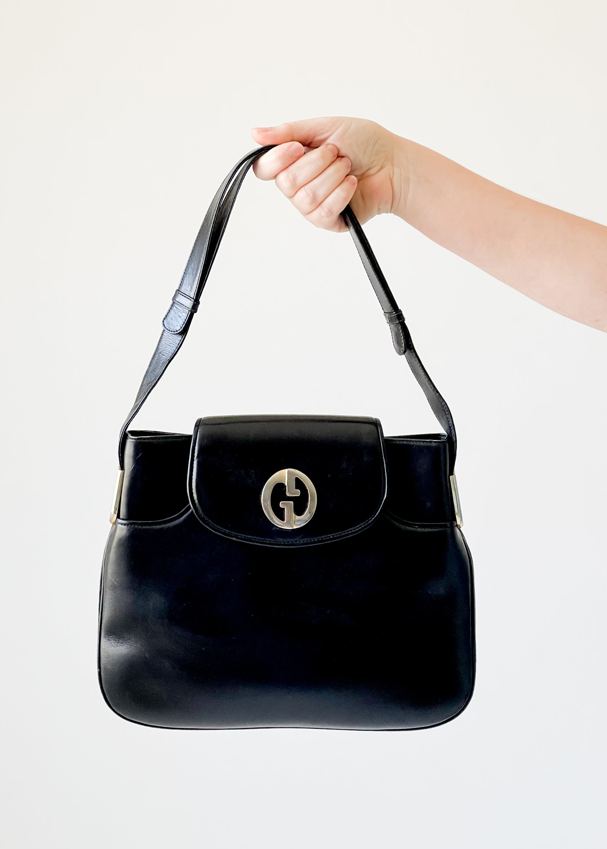 Vintage 1970s Gucci Black Leather Convertible Purse