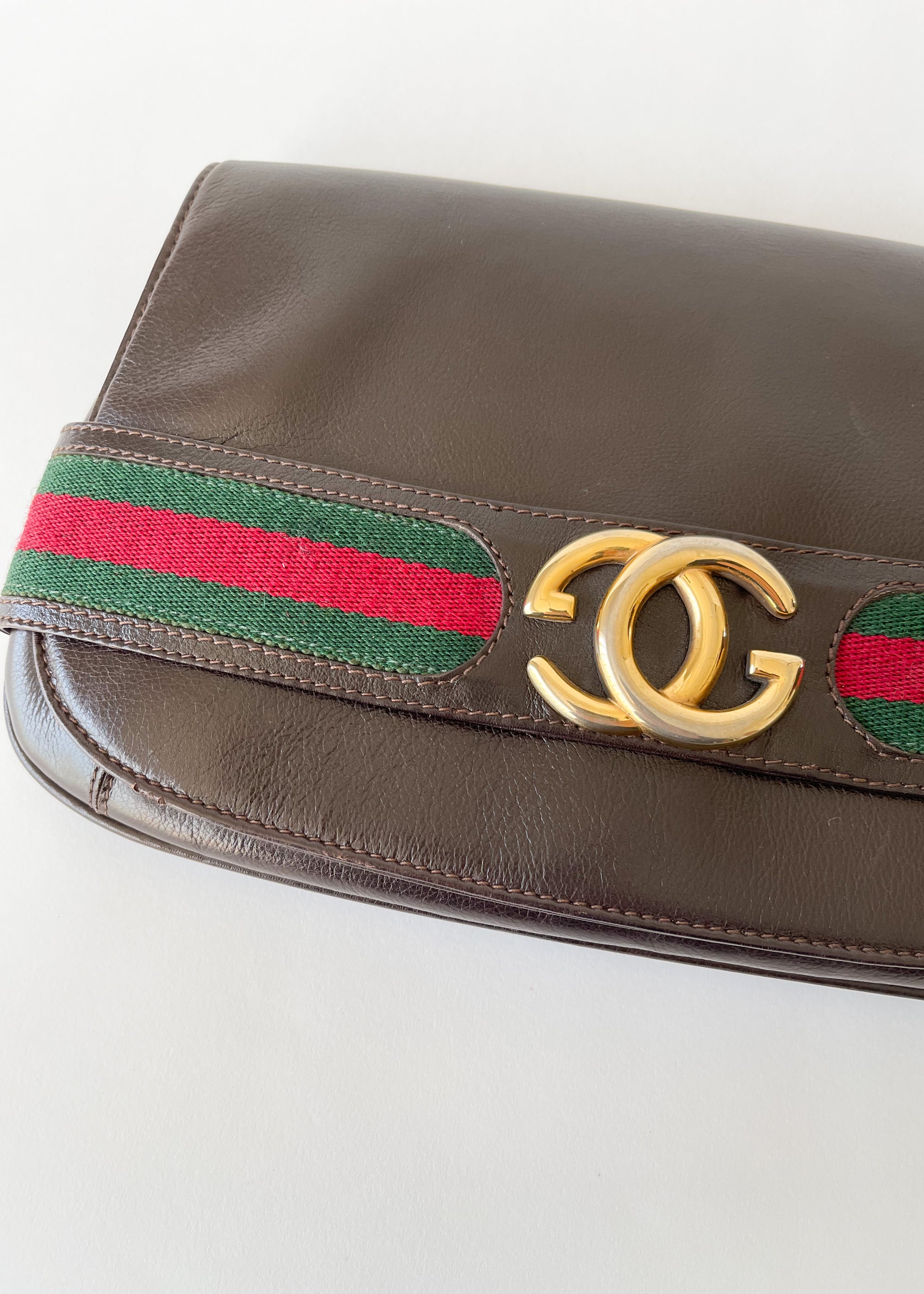 Vintage 1970s Gucci Leather Logo Clutch