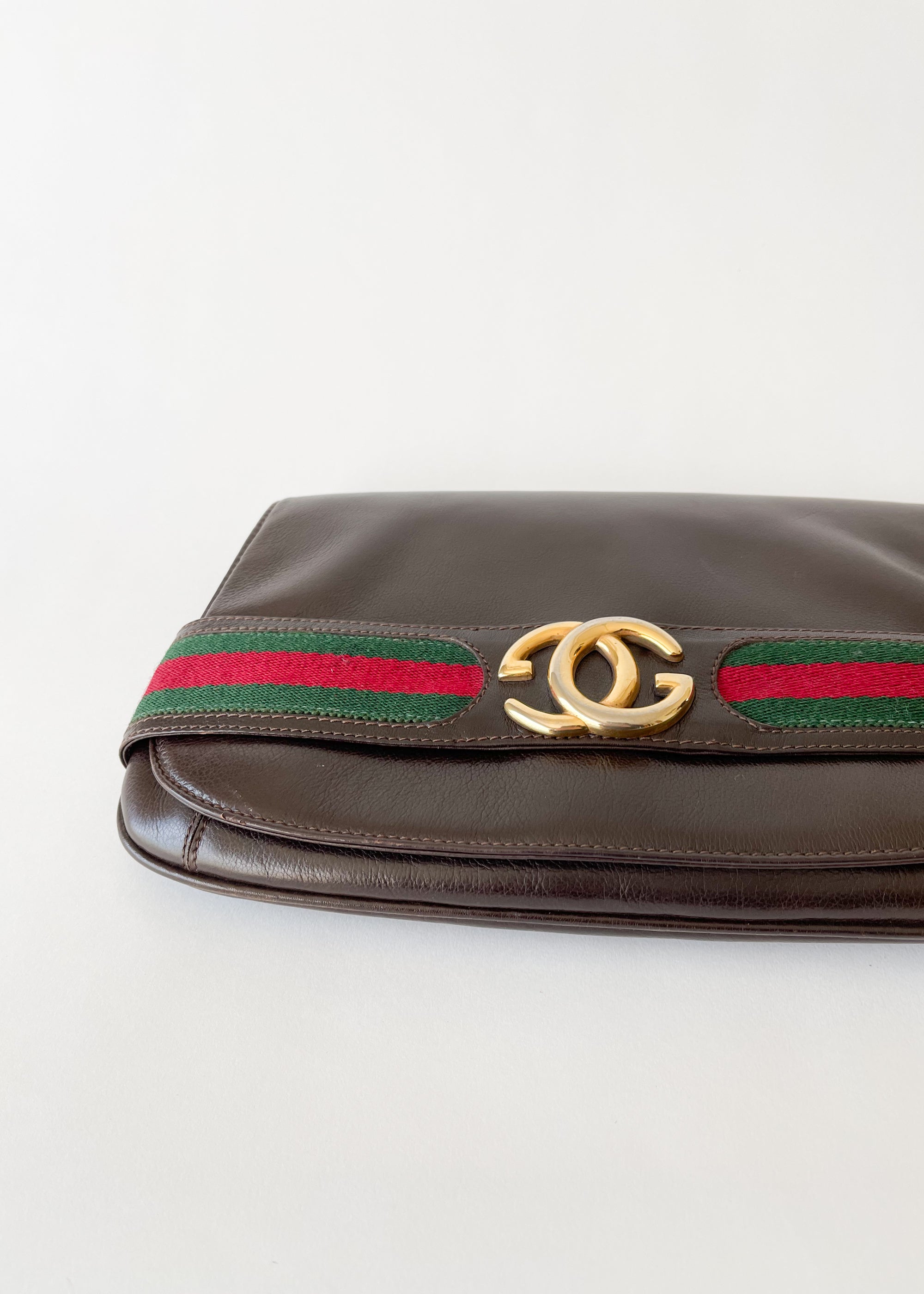 Vintage 1970s Gucci Leather Logo Clutch
