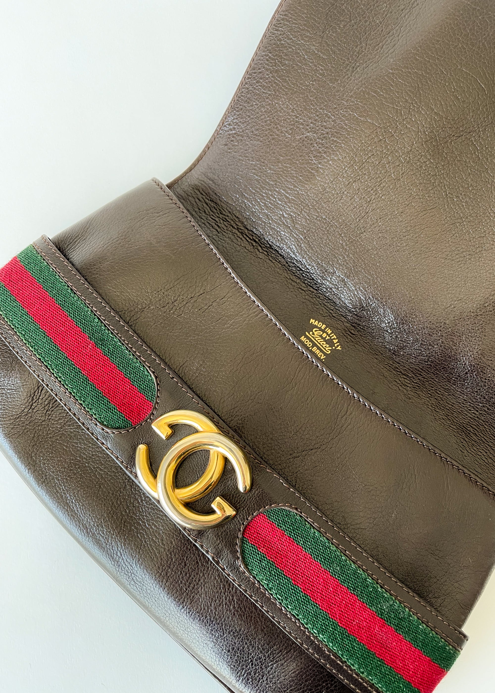 Vintage 1970s Gucci Leather Logo Clutch