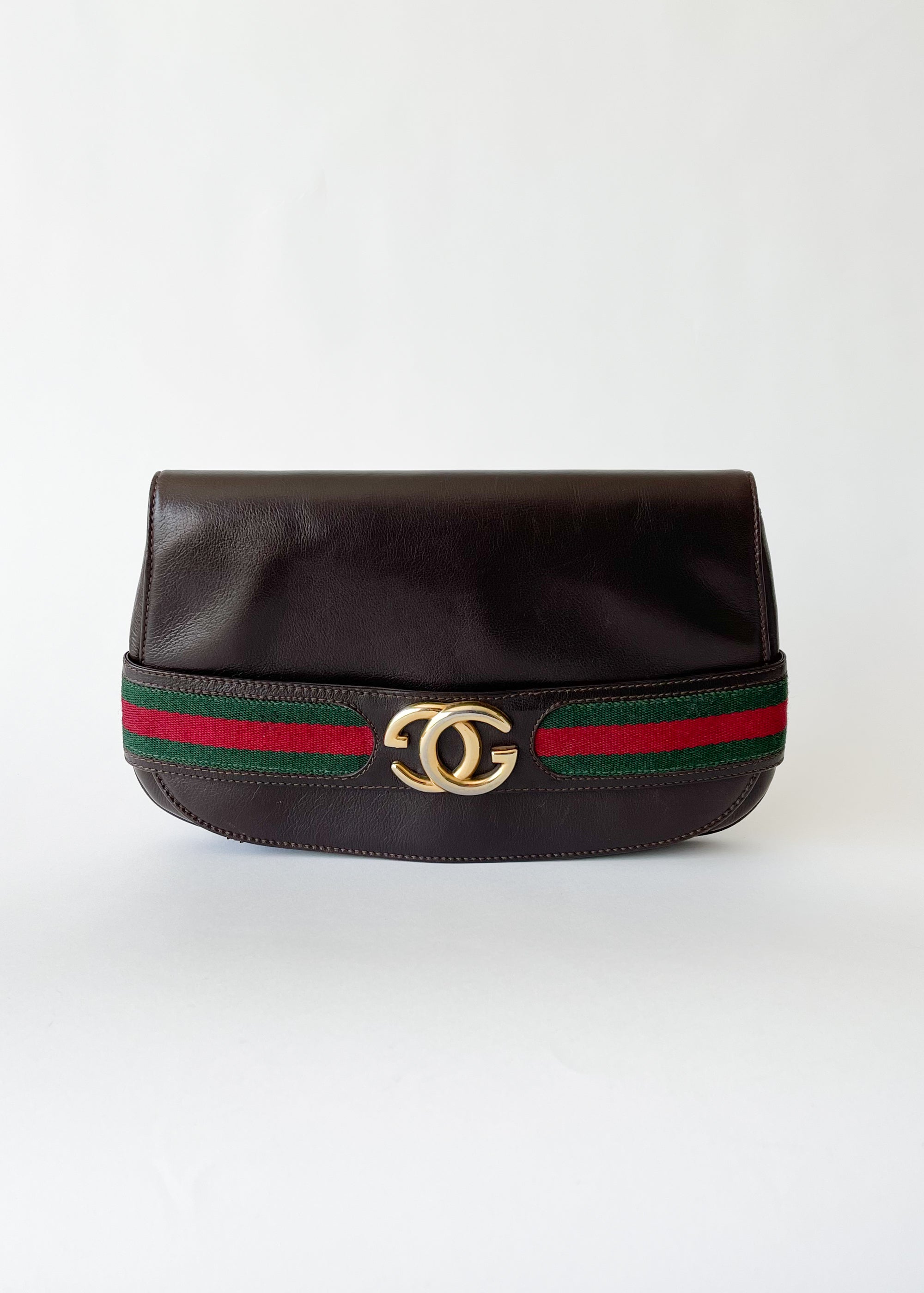 Vintage 1970s Gucci Leather Logo Clutch