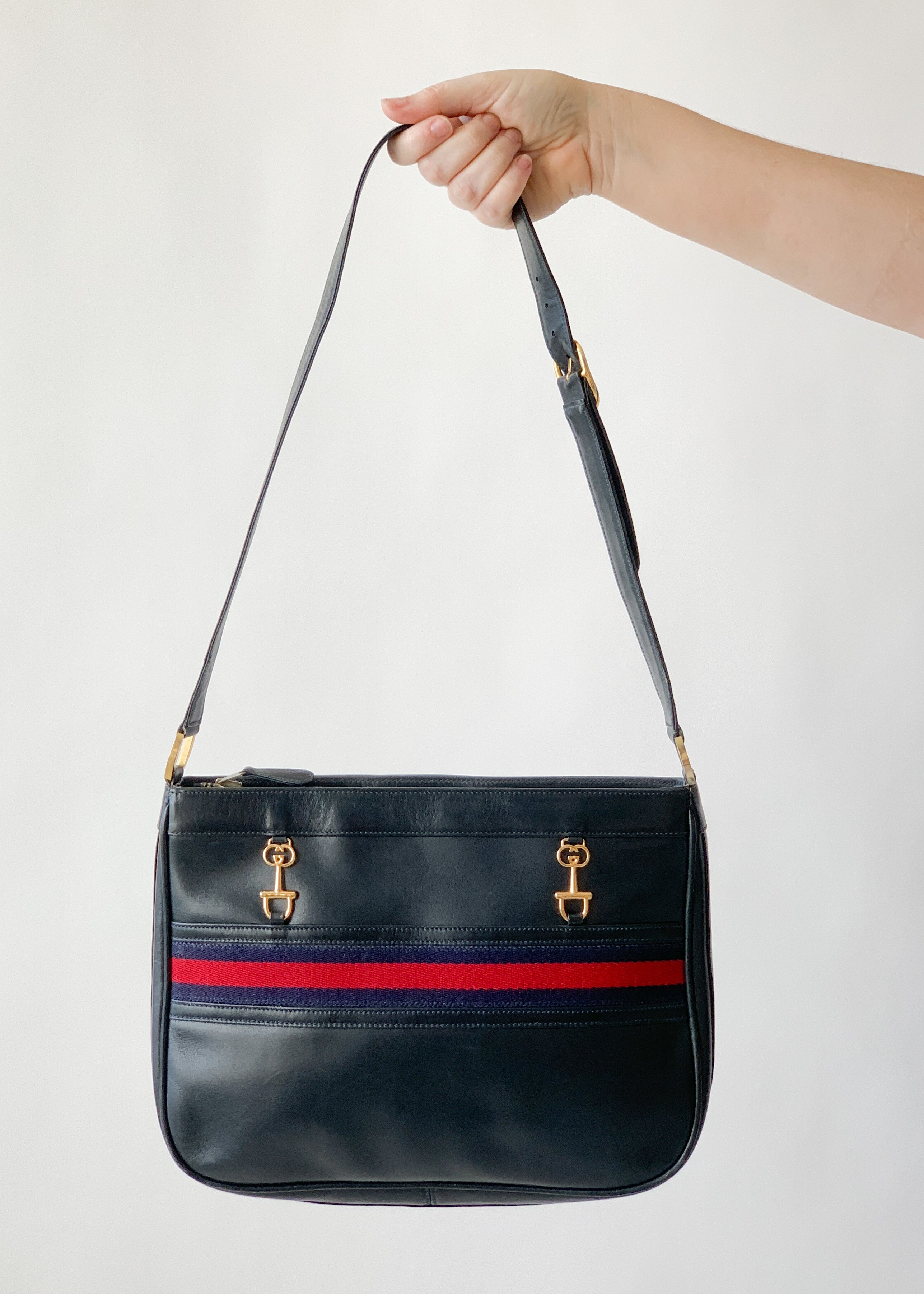 Vintage 1970s Navy Leather Purse