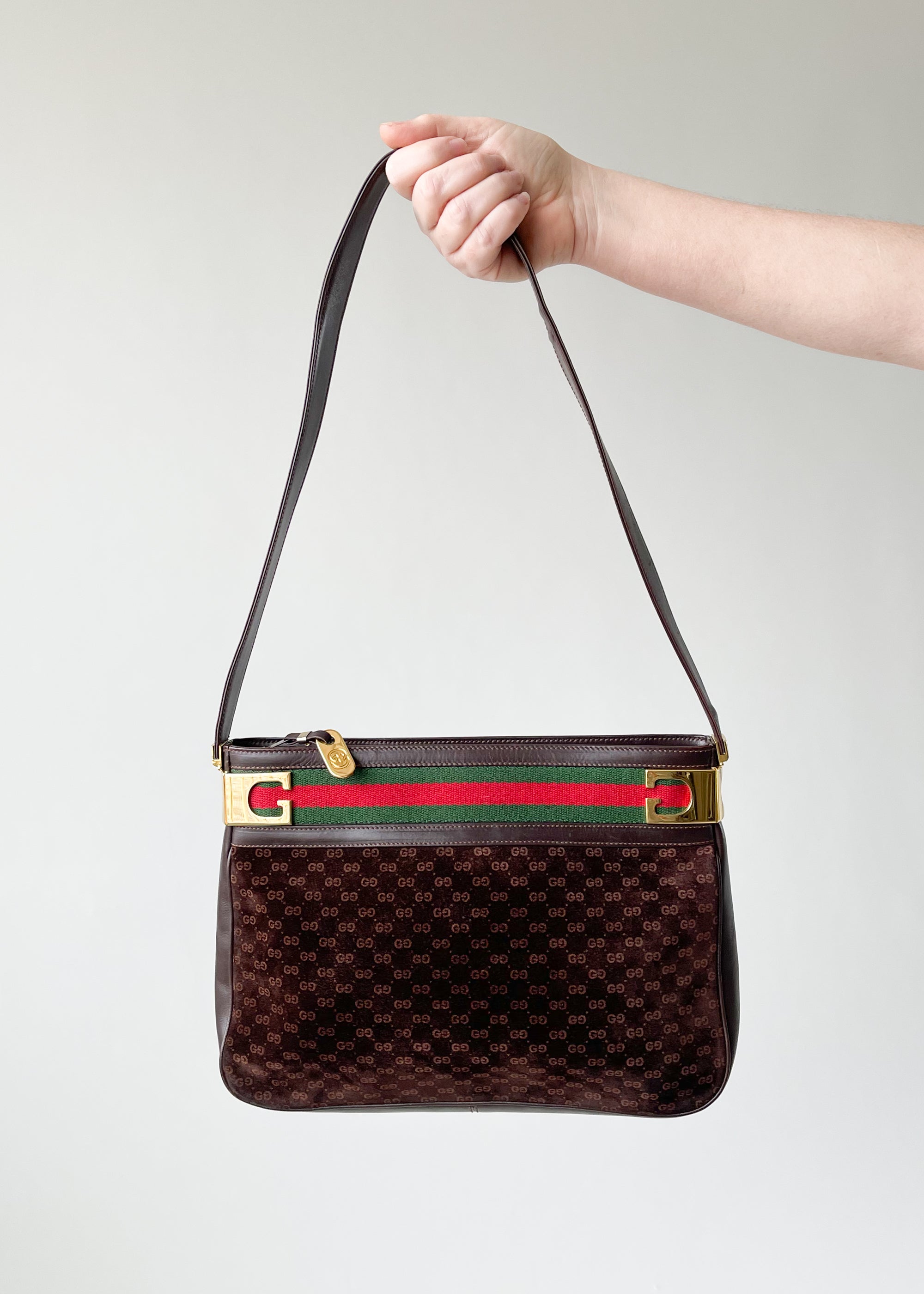 Vintage Late 1970s Gucci Suede Logo Purse