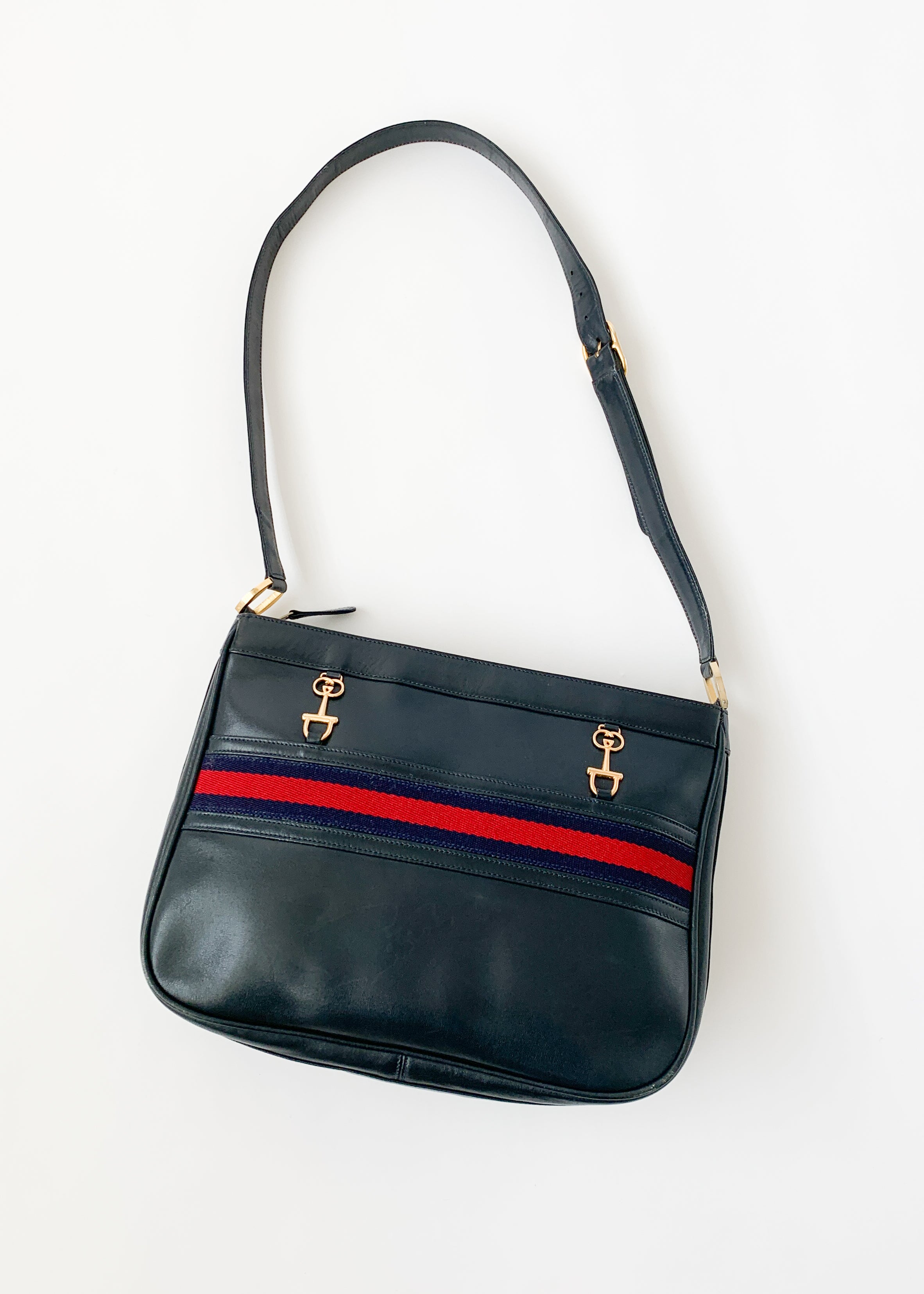Vintage 1970s Navy Leather Purse