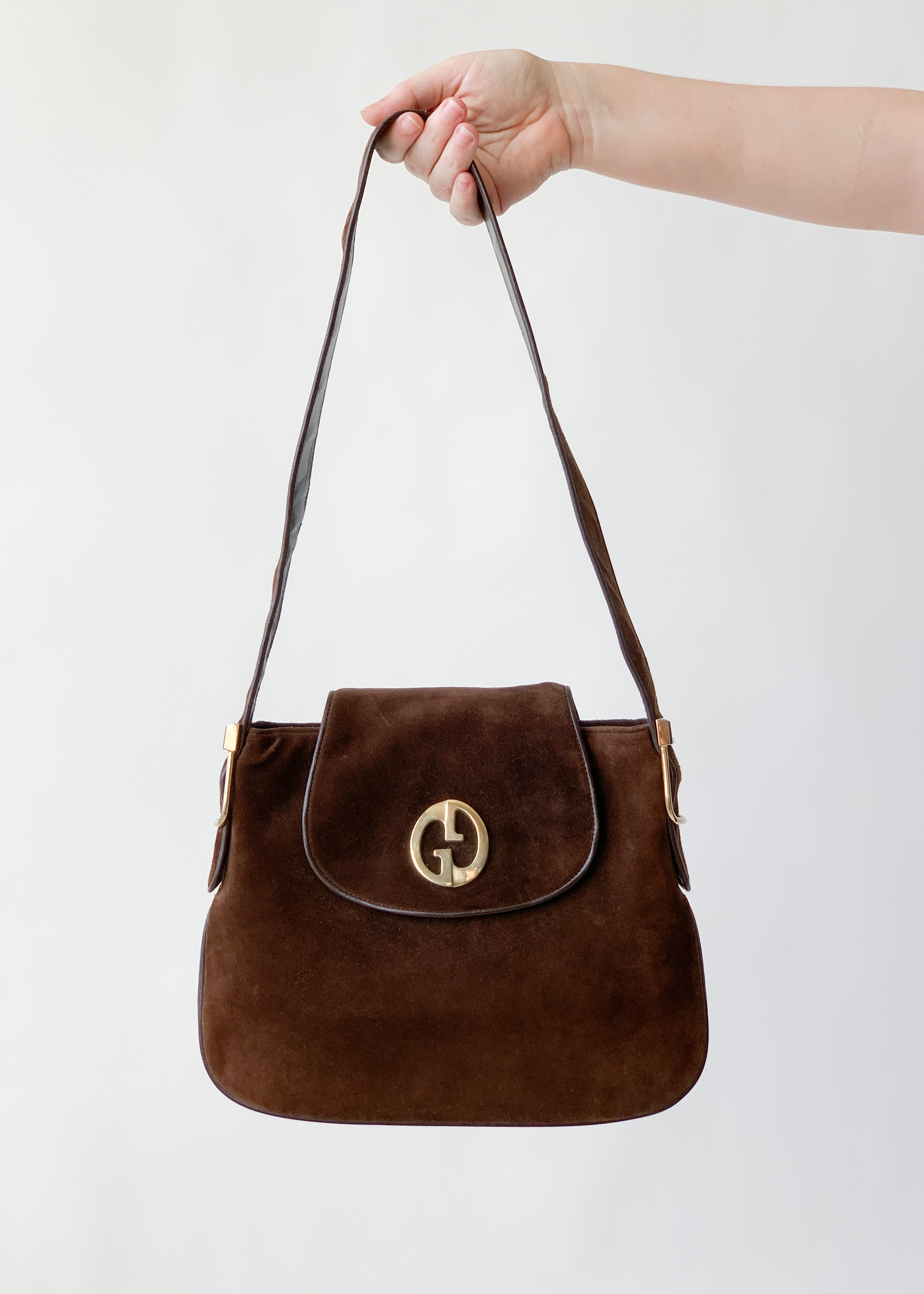Vintage 1970s Gucci Brown Suede Purse