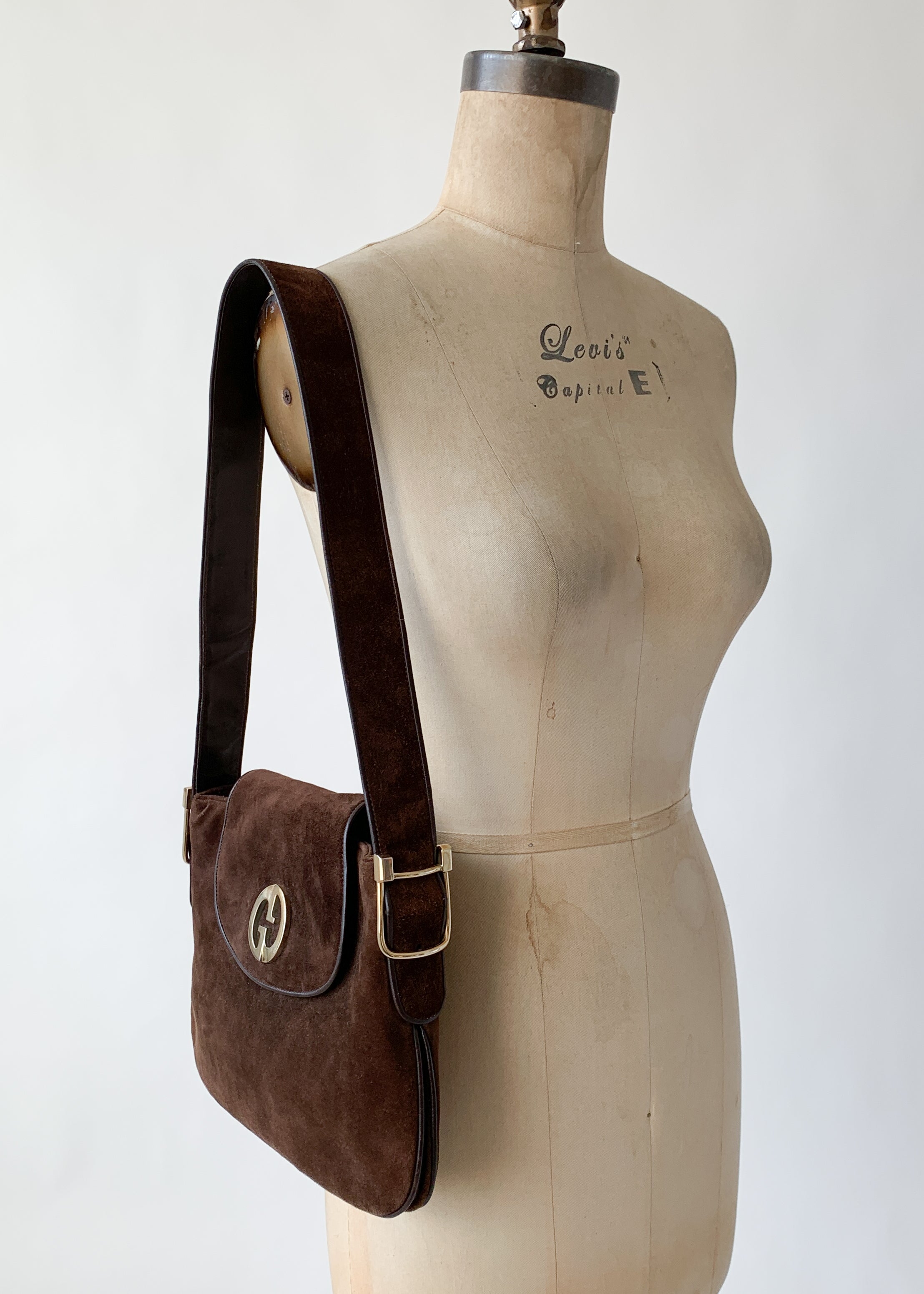 Vintage 1970s Gucci Brown Suede Purse