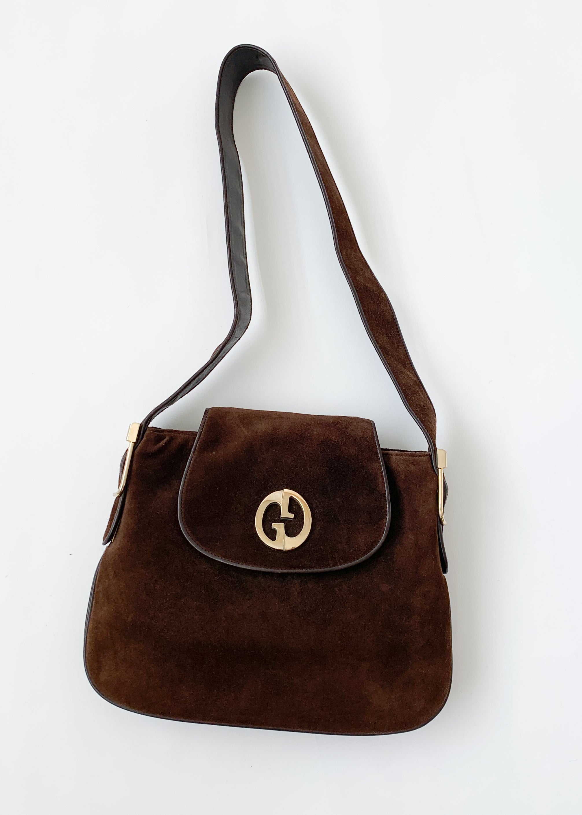 Vintage 1970s Gucci Brown Suede Purse