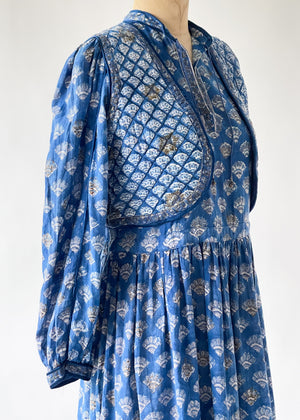 Vintage 1970s Indian Cotton Dress with Vest