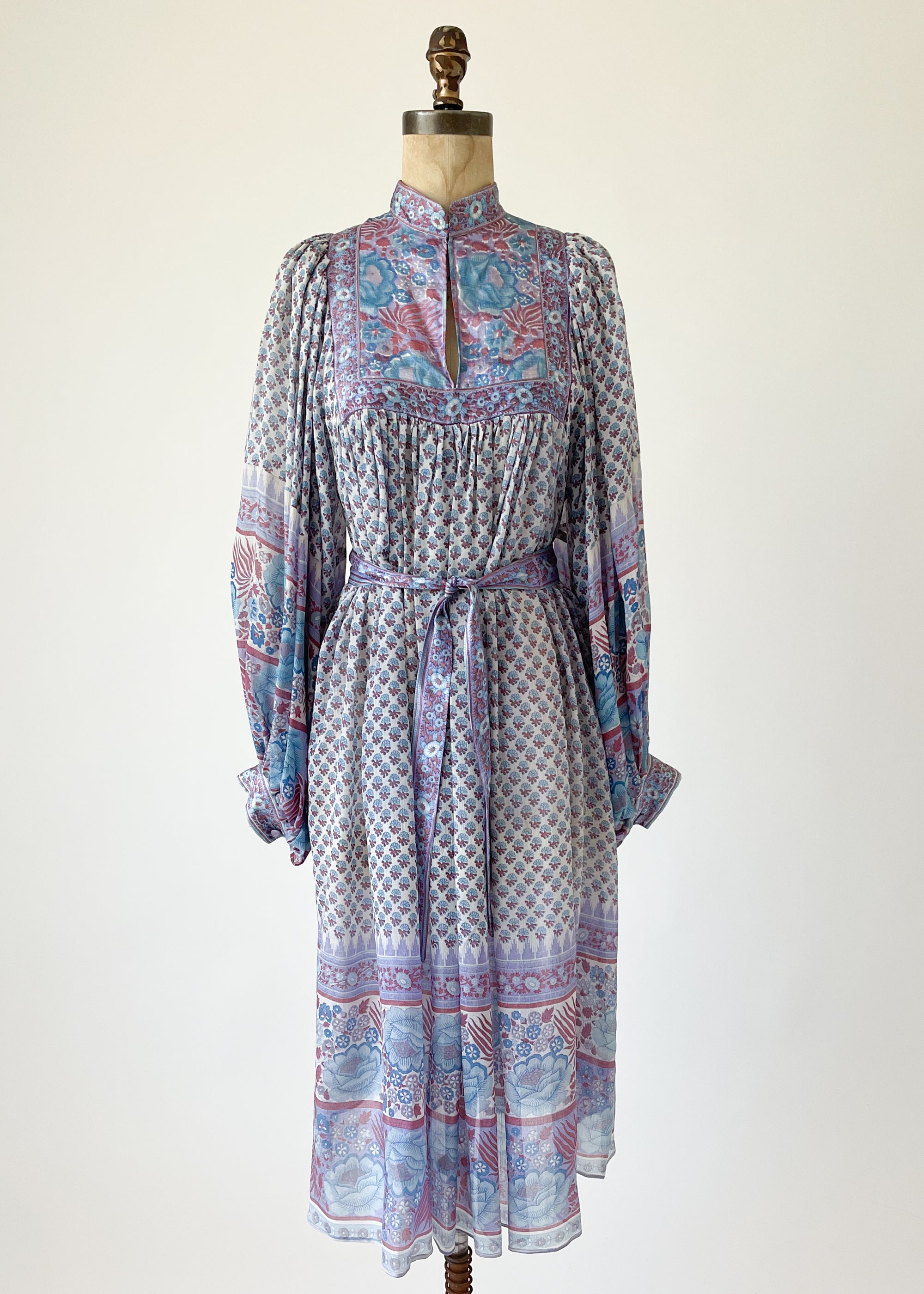 Vintage 1970s Judith Ann Indian Silk Dress