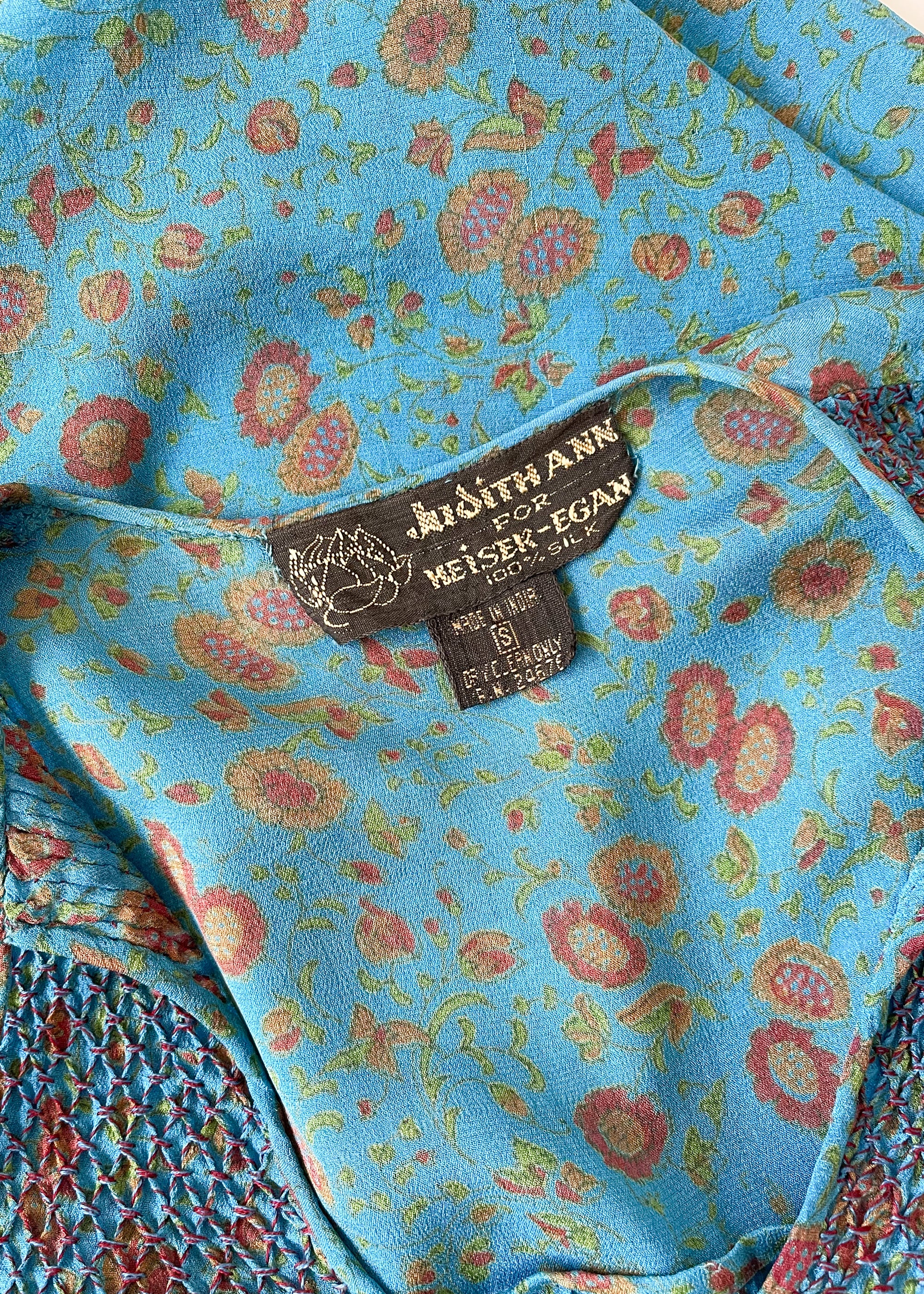 Vintage 1970s Judith Ann Silk Smocked Blouse