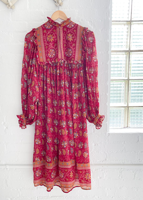 Vintage 1970s Ritu Kumar for Judith Ann Indian Cotton Dress