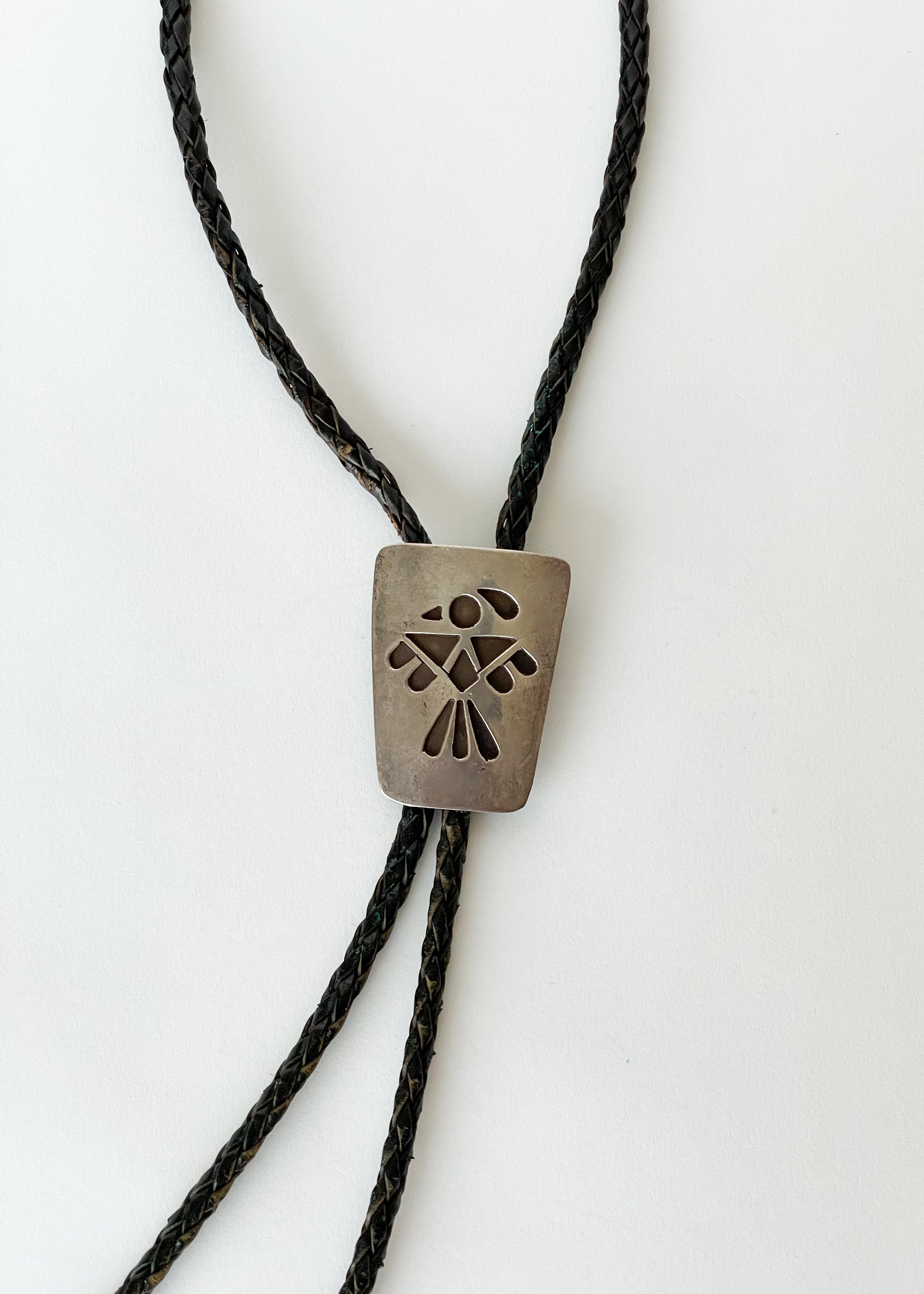 Vintage 1970s Silver Thunderbird Bolo Tie