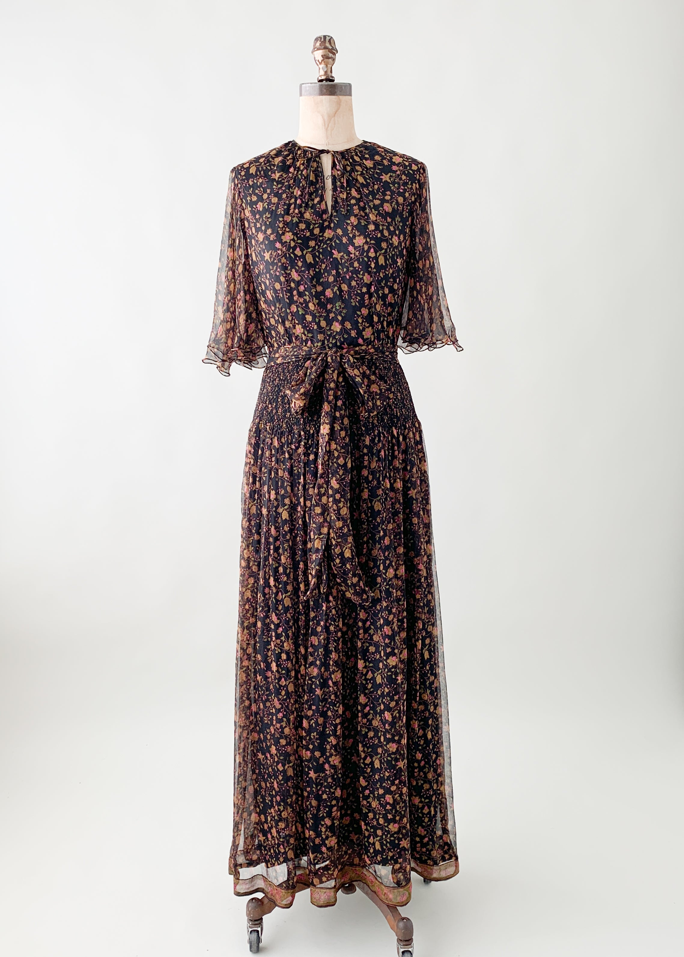 Vintage 1970s Treacy Lowe Indian Silk Dress