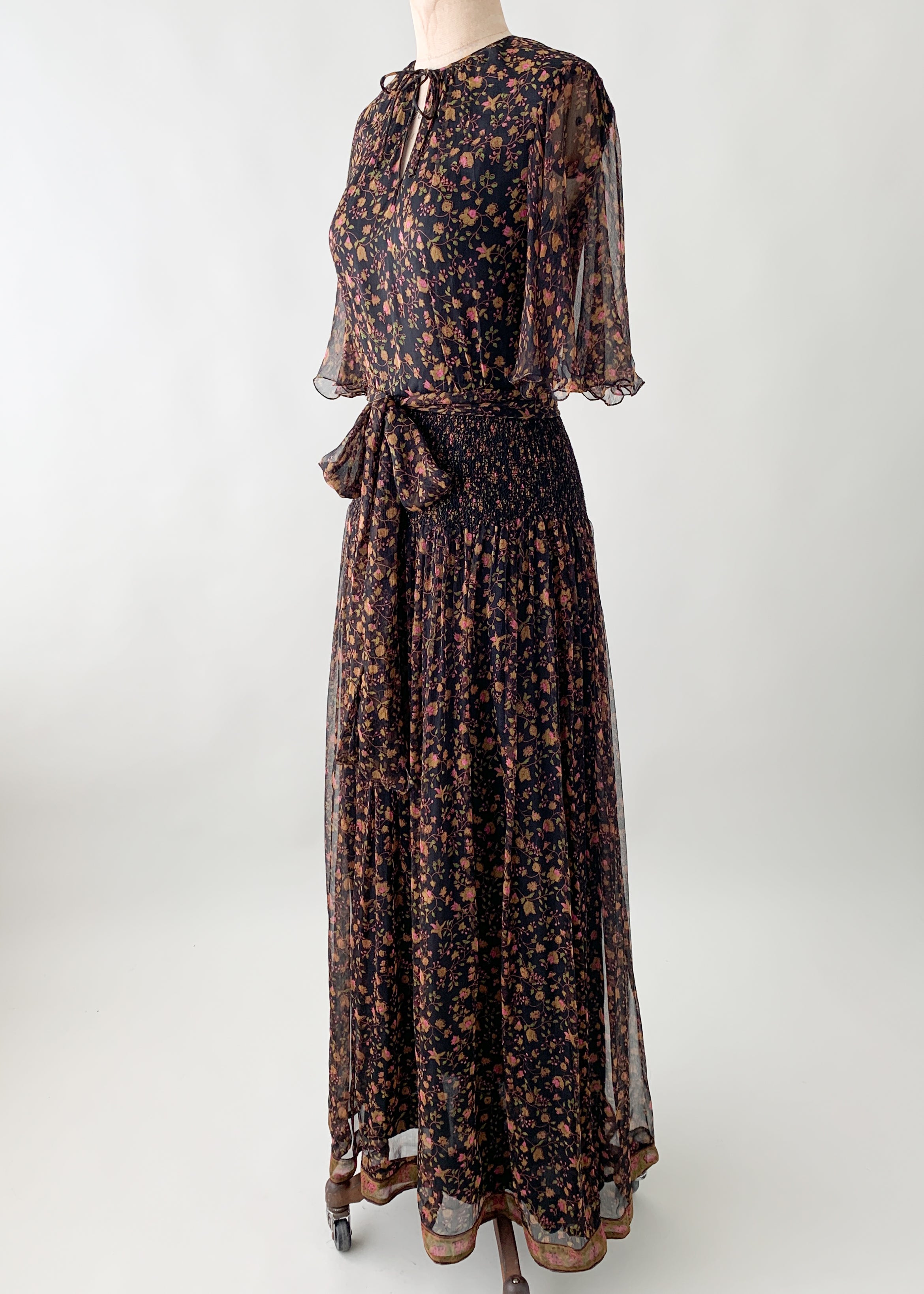 Vintage 1970s Treacy Lowe Indian Silk Dress
