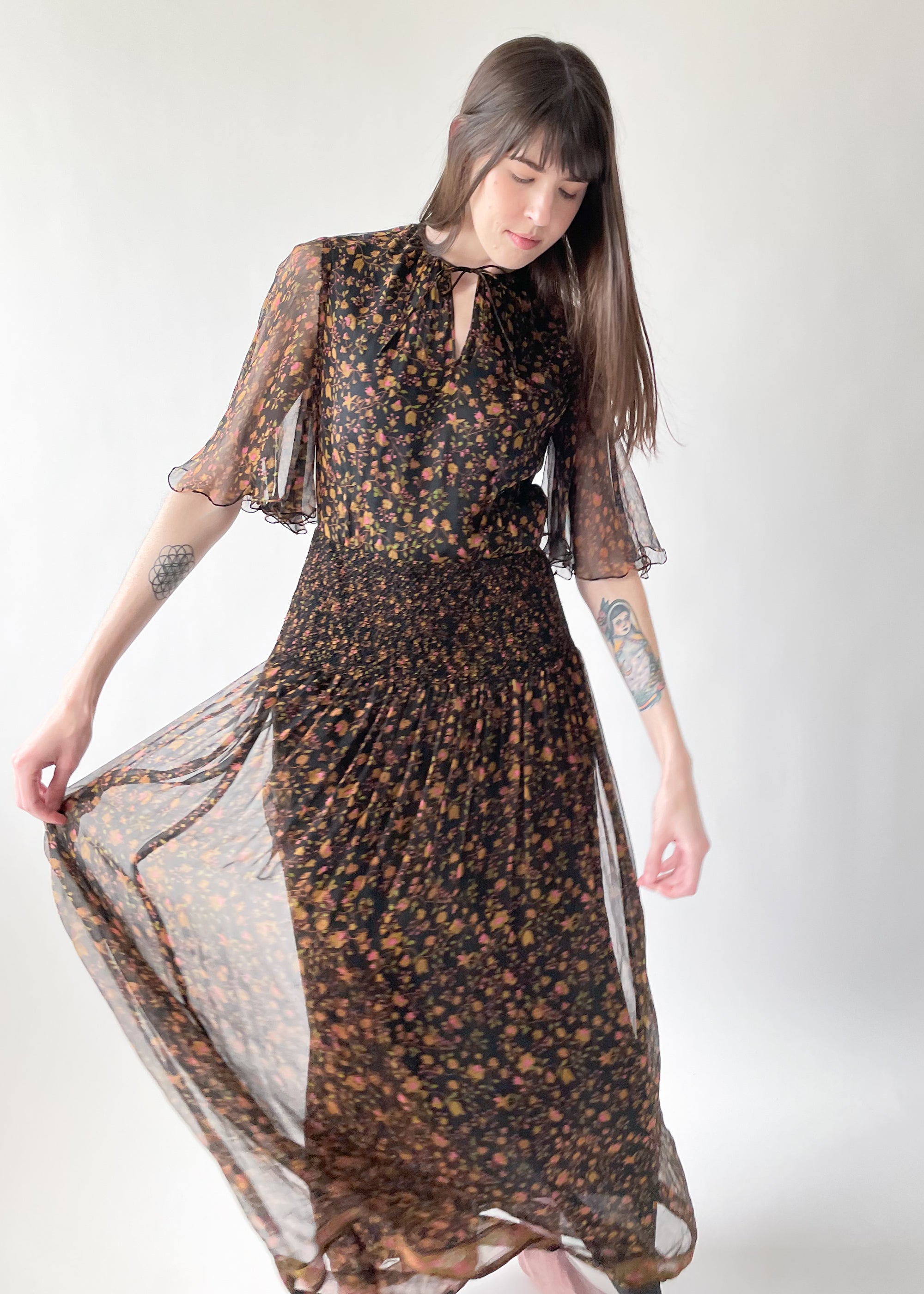 Vintage 1970s Treacy Lowe Indian Silk Dress