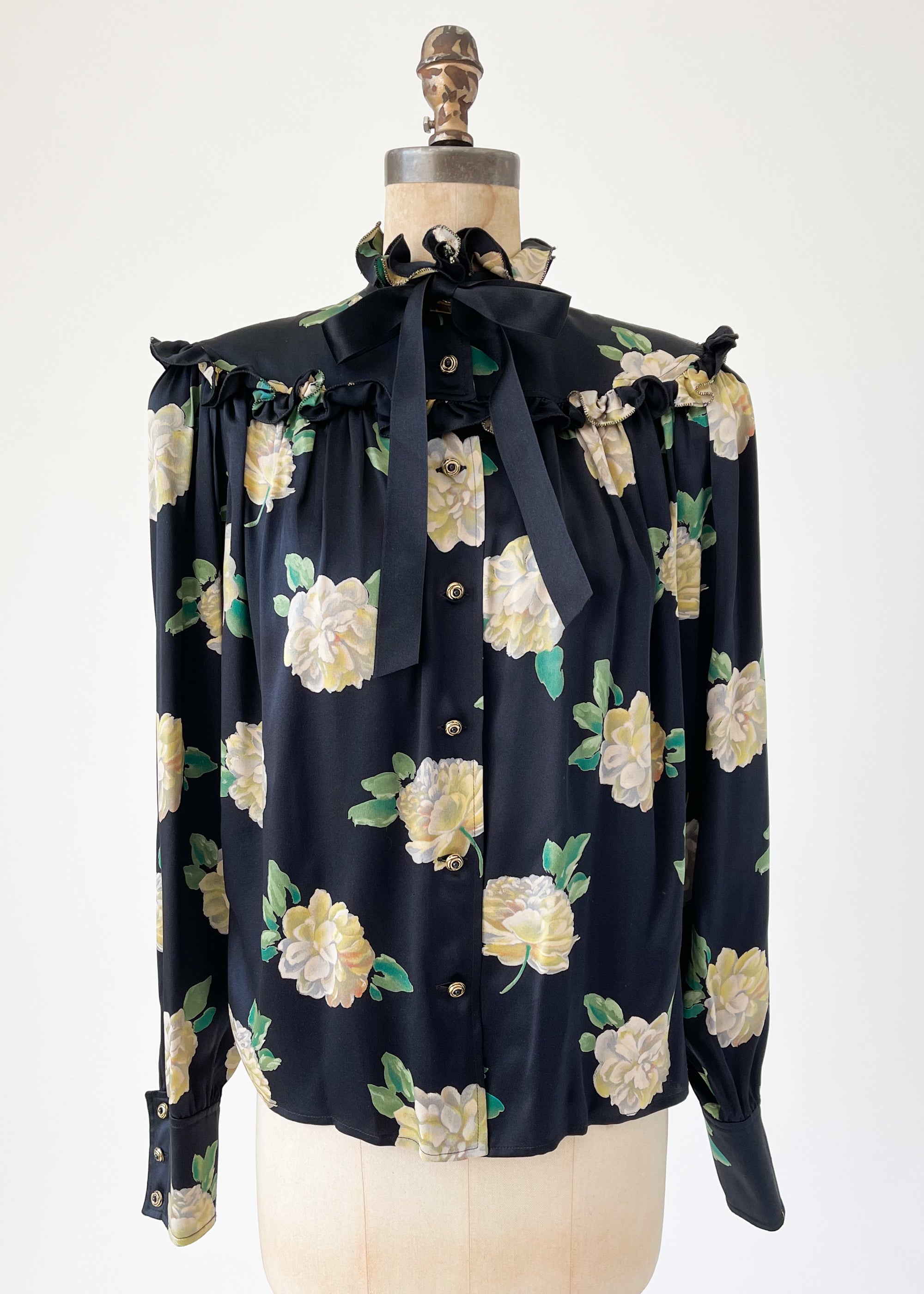 Vintage 1980s Ungaro Silk Floral Blouse