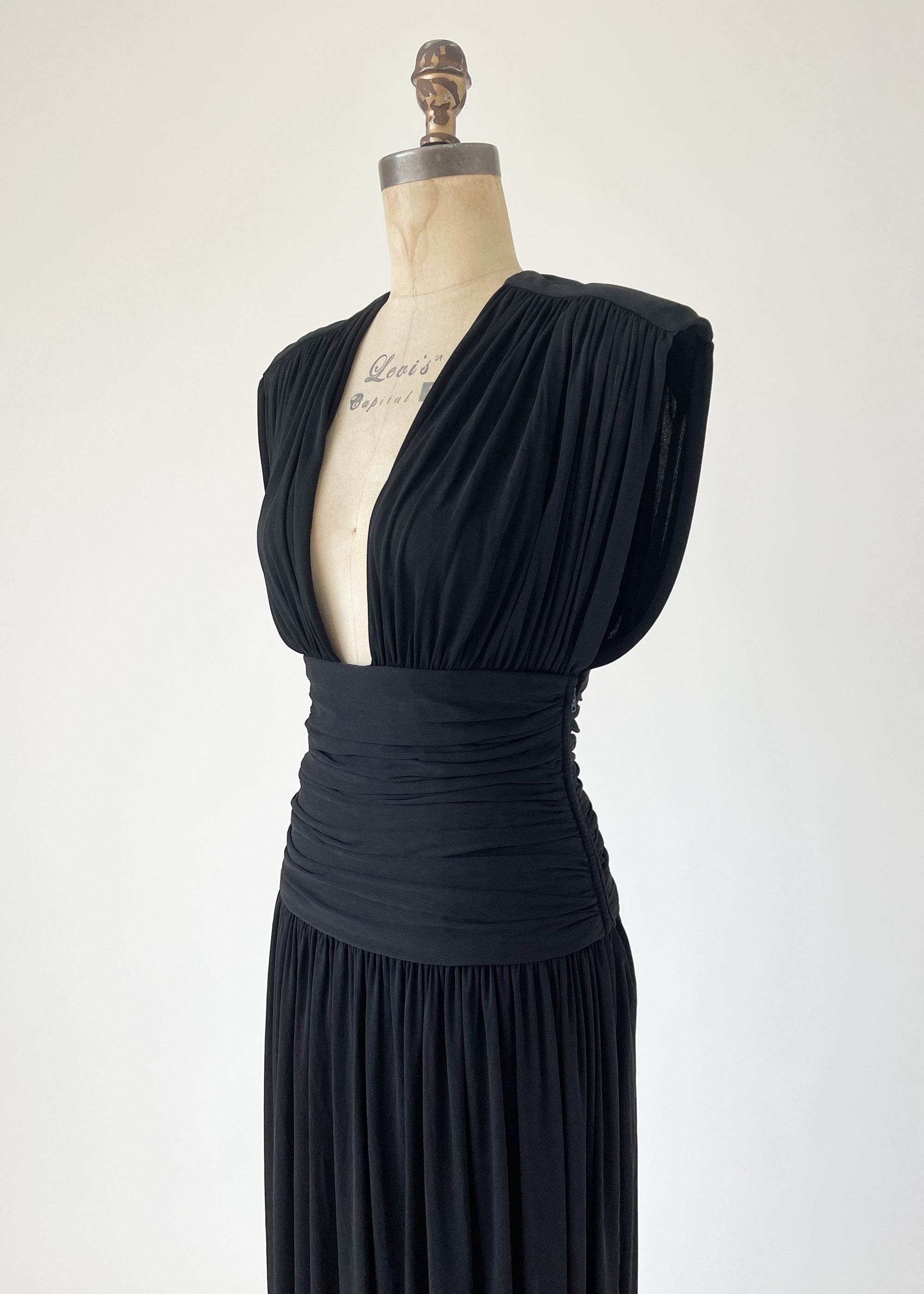 Vintage 1986 Yves Saint Laurent Black Evening Dress