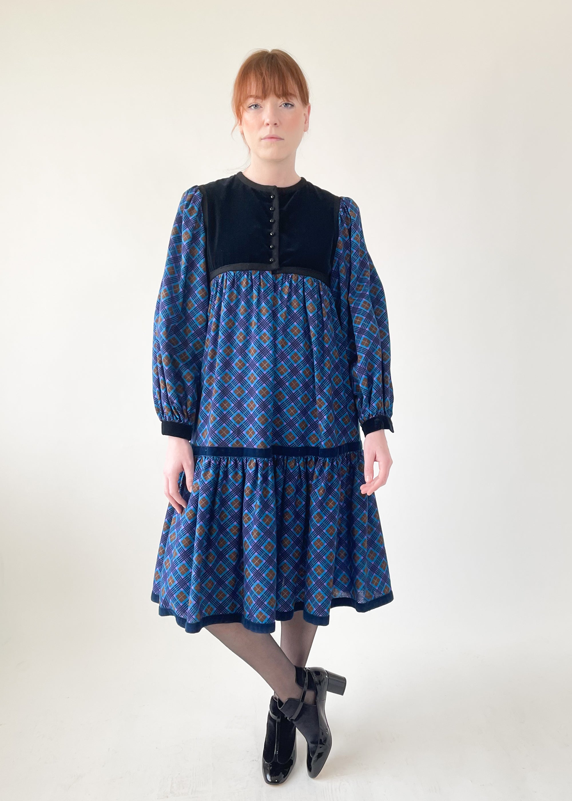 Vintage 1970s YSL Plaid Tent Dress
