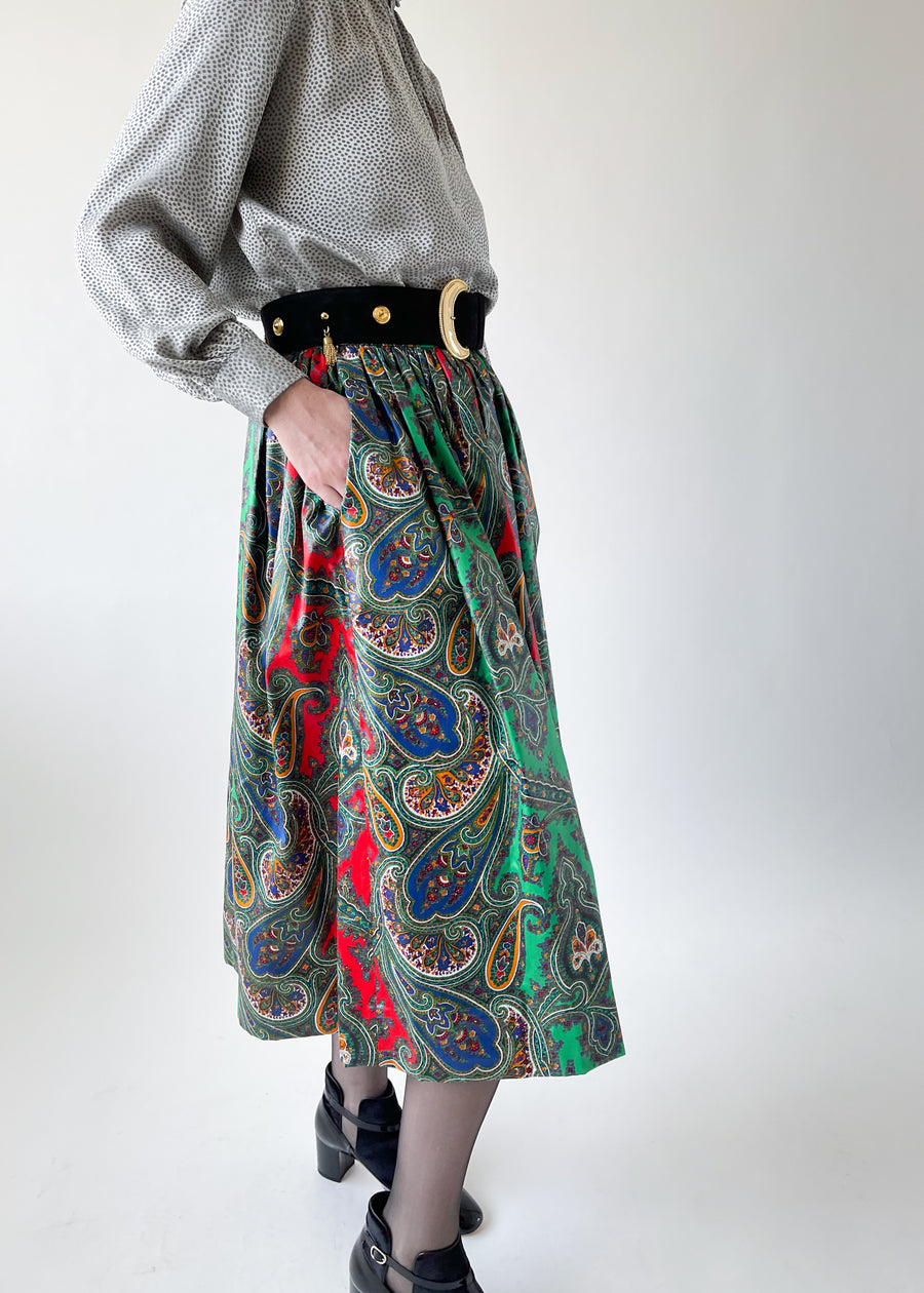 Vintage 1970s YSL Paisley Cotton Skirt