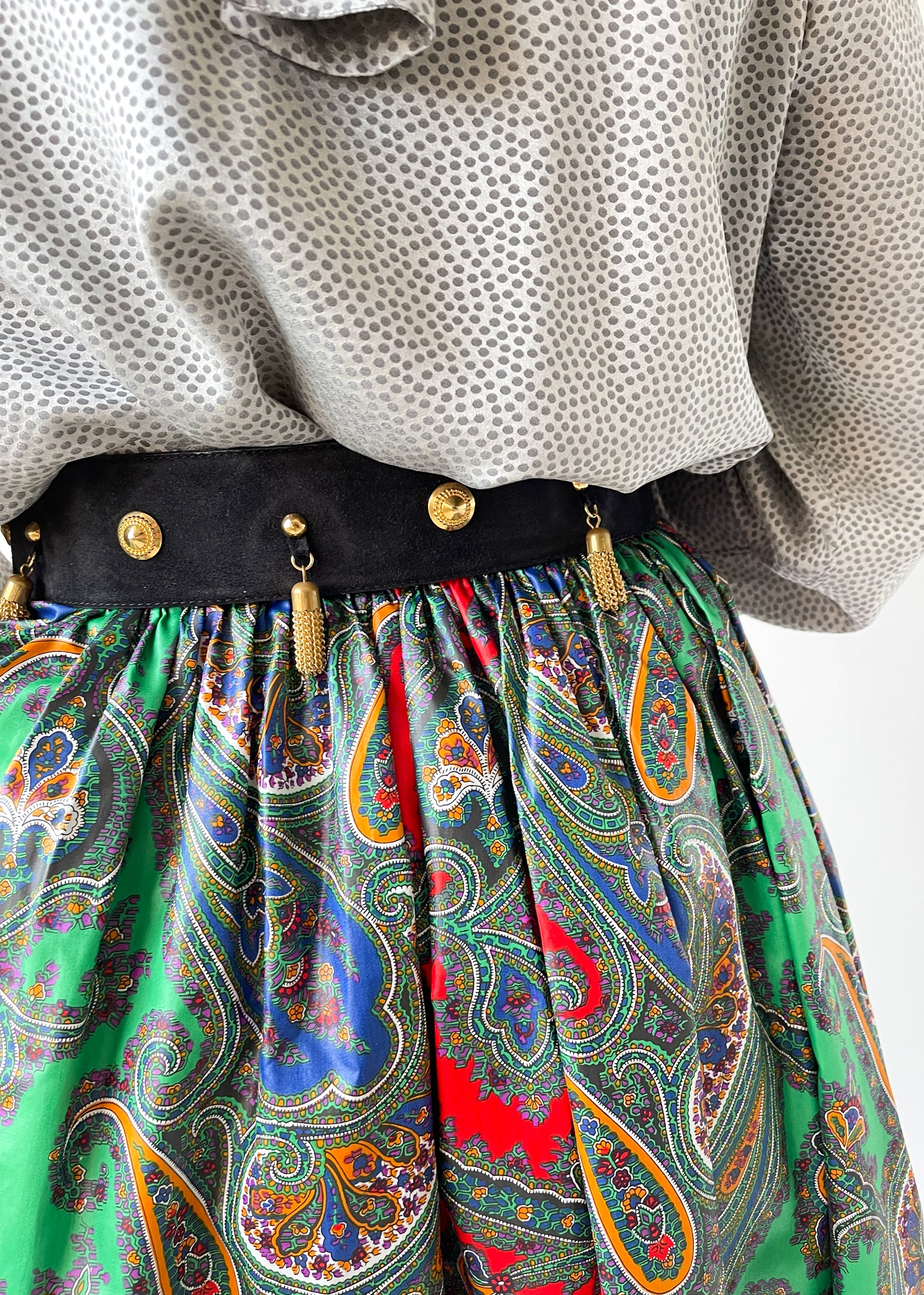 Vintage 1970s YSL Paisley Cotton Skirt