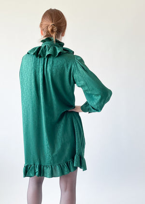 Vintage 1970s YSL Silk Ruffle Mini Dress