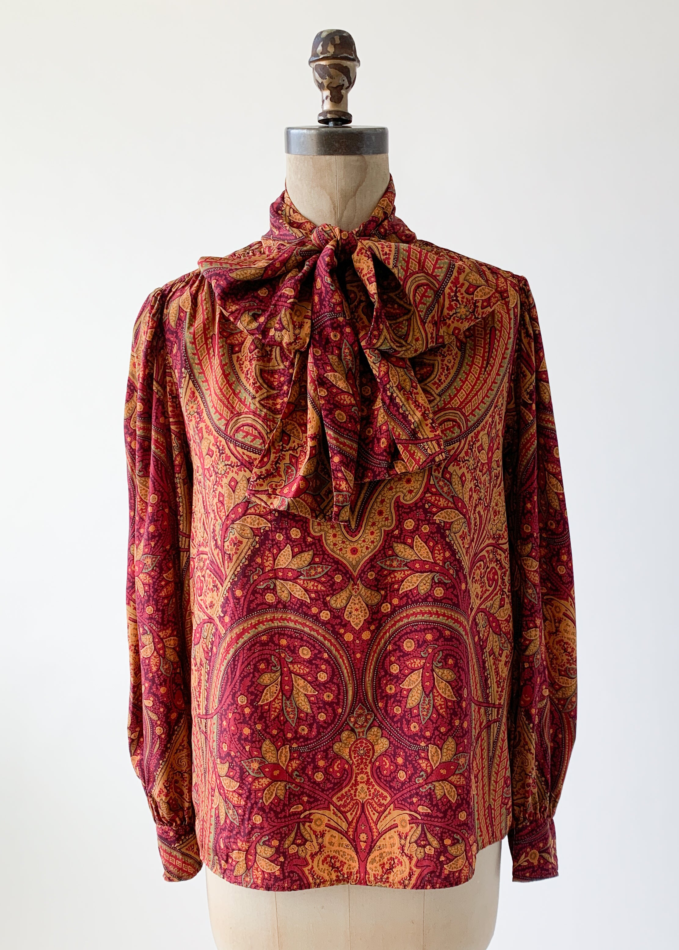 Vintage 1970s YSL Silk Paisley Blouse