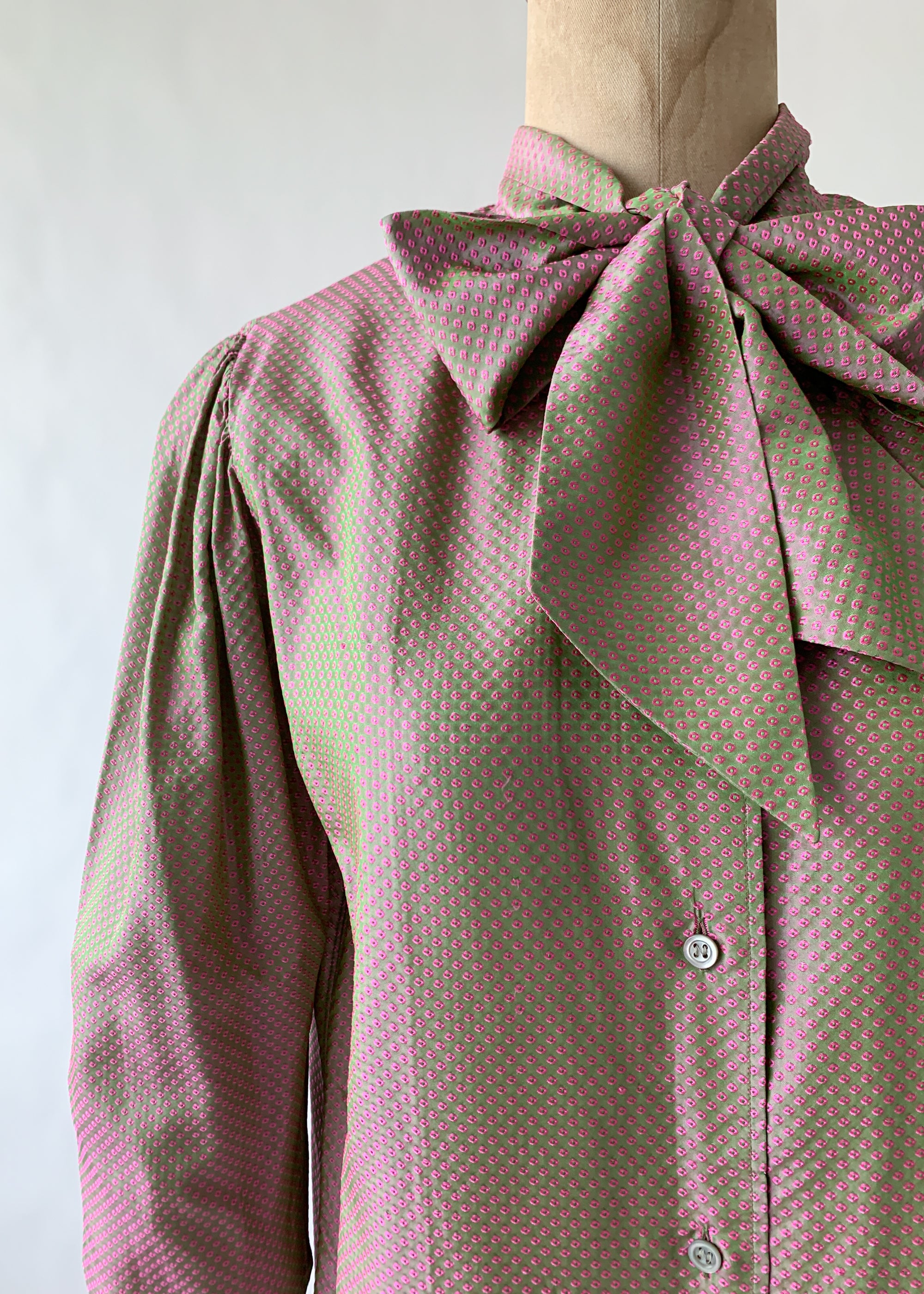Vintage 1970s YSL Jacquard Silk Blouse