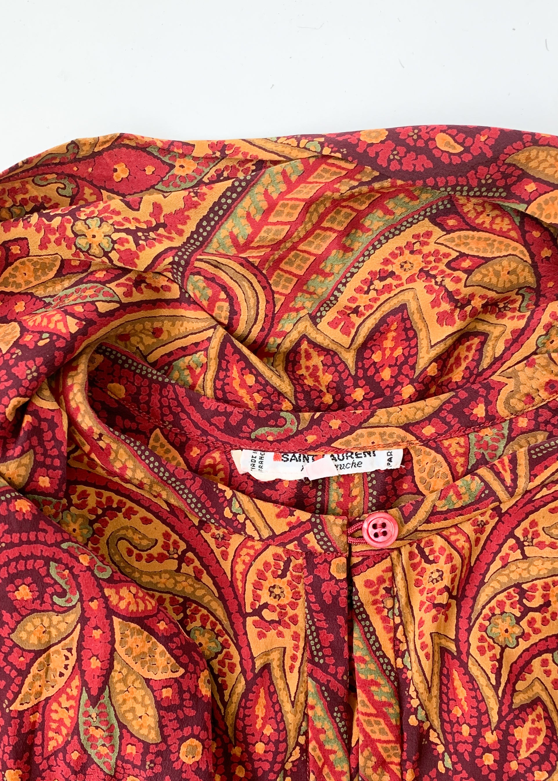 Vintage 1970s YSL Silk Paisley Blouse
