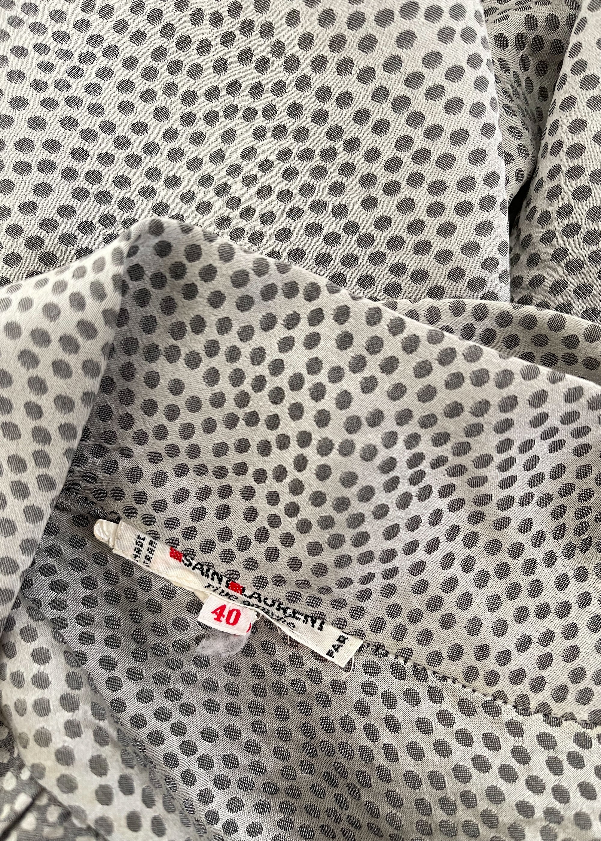 Vintage 1970s YSL Grey Silk Blouse