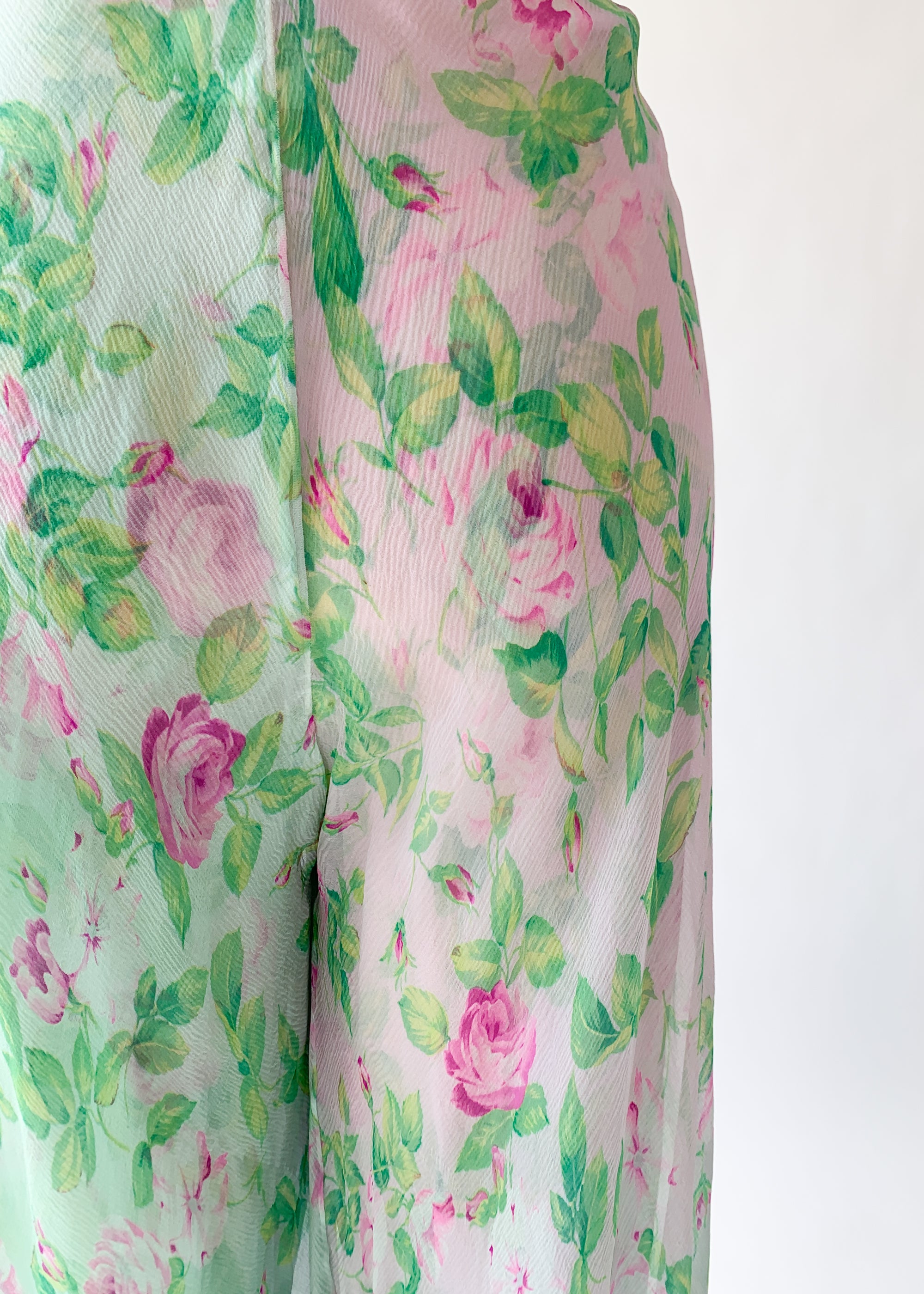 Vintage 1998 YSL Floral Silk Chiffon Pants